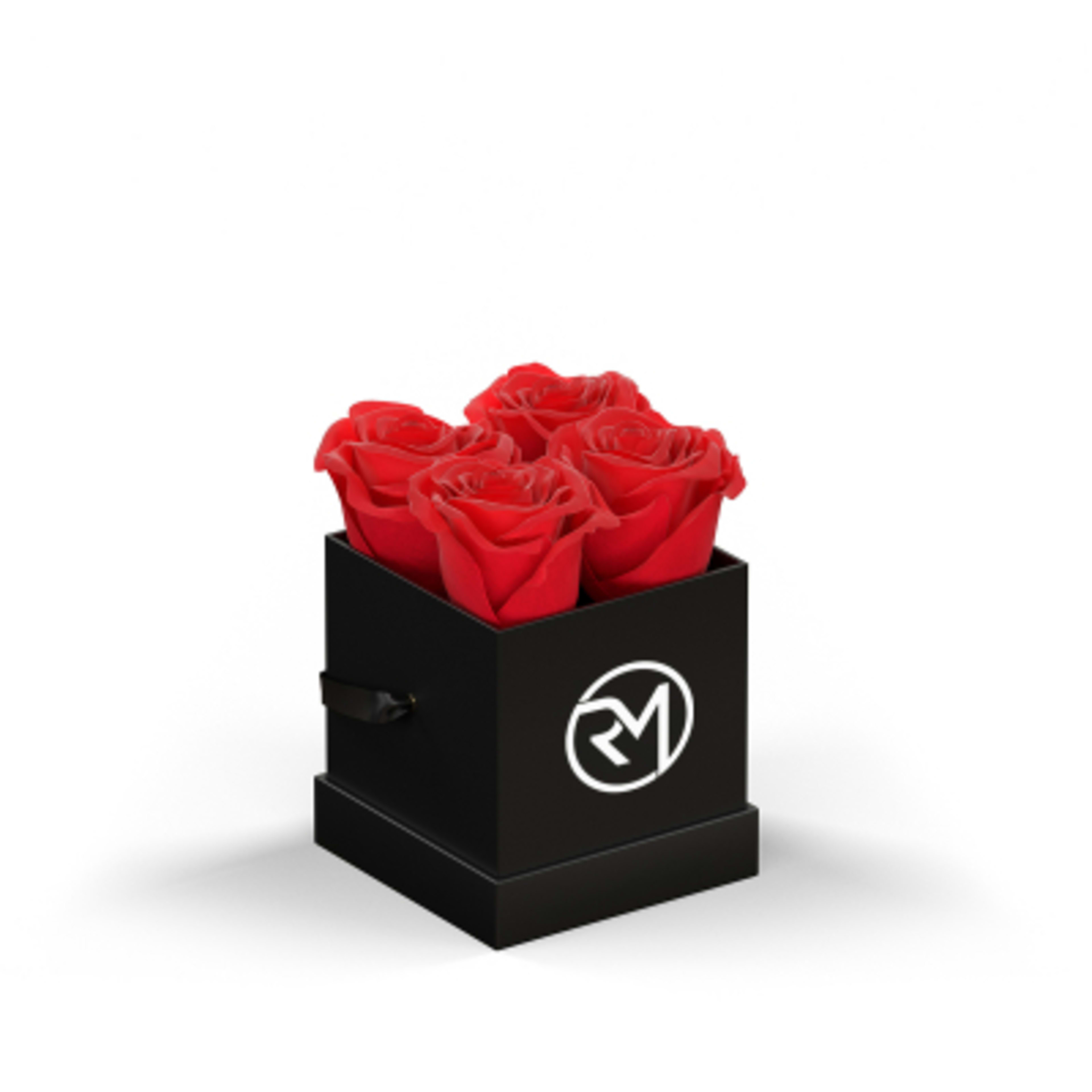 Rose Arrangement Le Petit Square Eternity Roses Hat Box - 4 x 4 x 4.5 in - Black/BOX - RED Silkscreen - product view 10