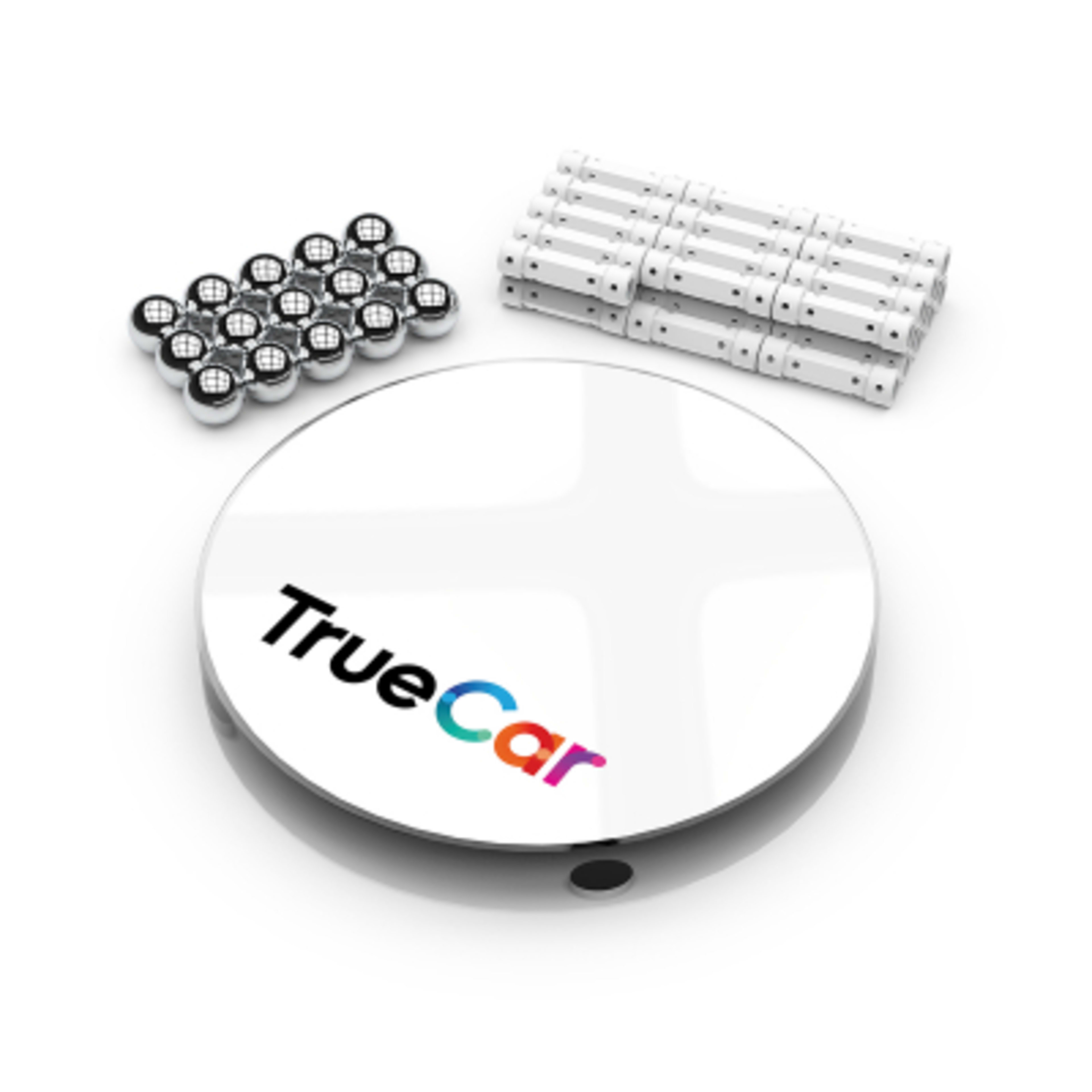 Magnetic Desktop Sculpture with 30 Bars 15 Bearings - 4.75 in - White - 4CP - promotional product with custom logo