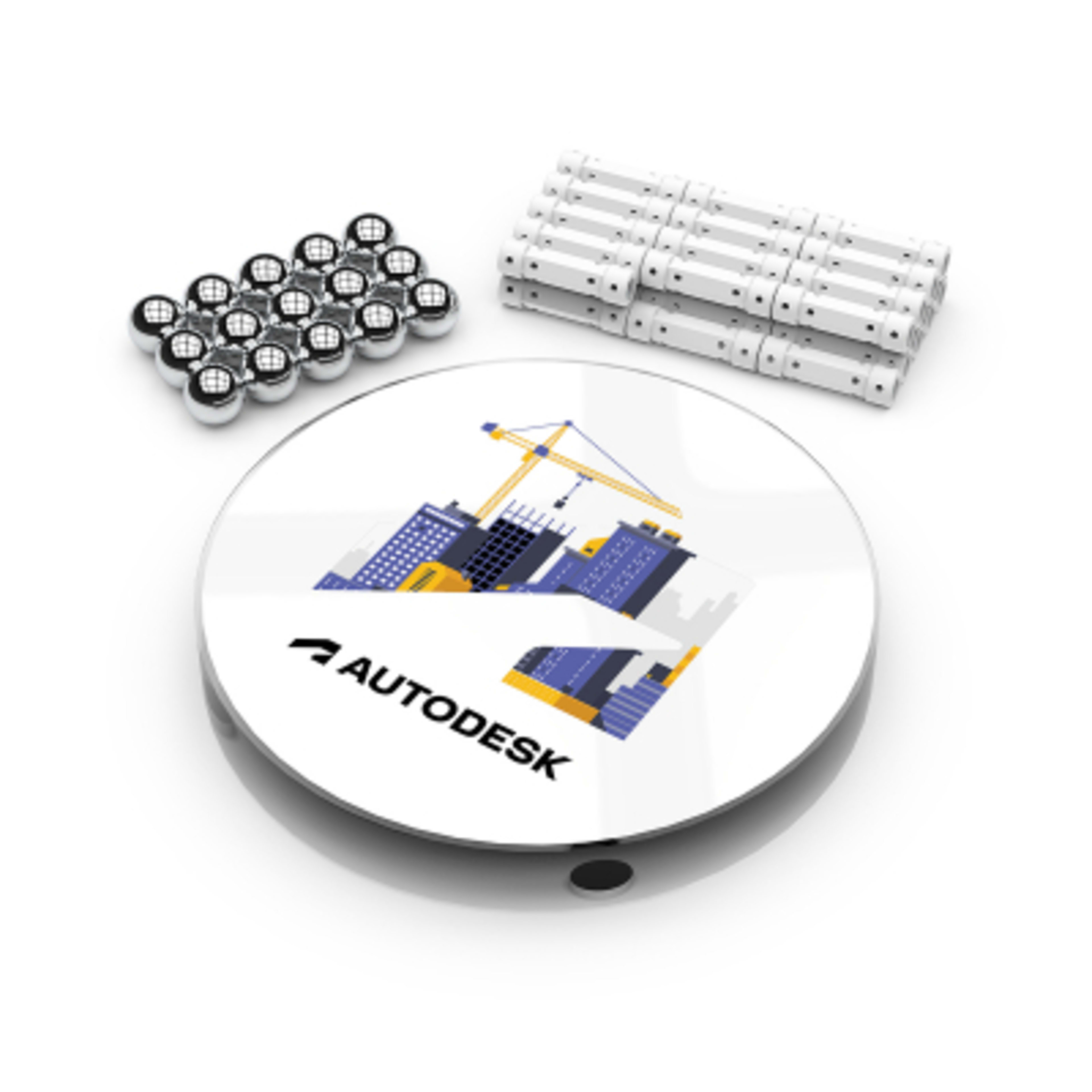 Magnetic Desktop Sculpture with 30 Bars 15 Bearings - 4.75 in - Group Shot - product view 7