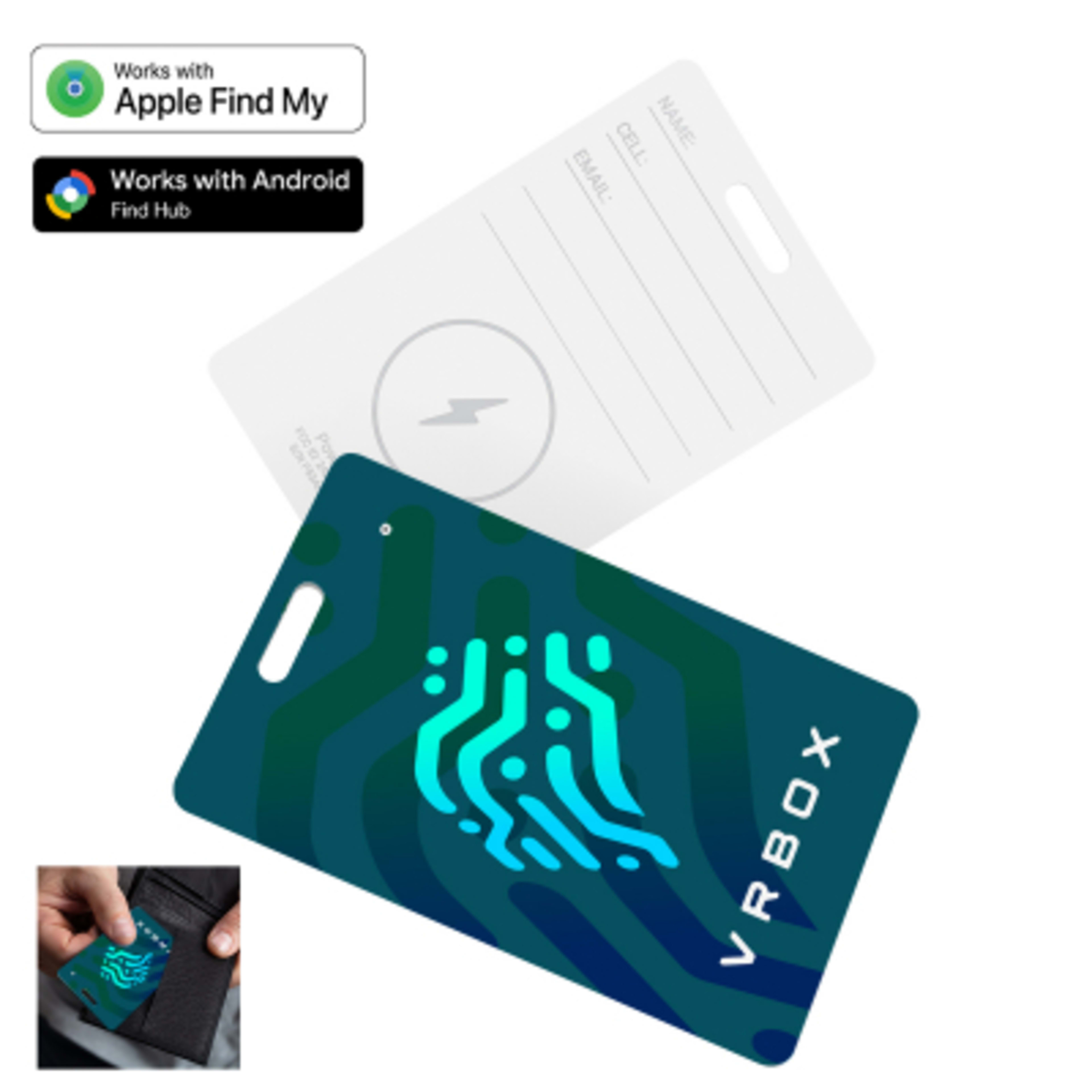 Bluetooth Tracking Card Wallet Size Apple Find My - 3.25 x 2 in - Group Shot - promotional product with custom logo