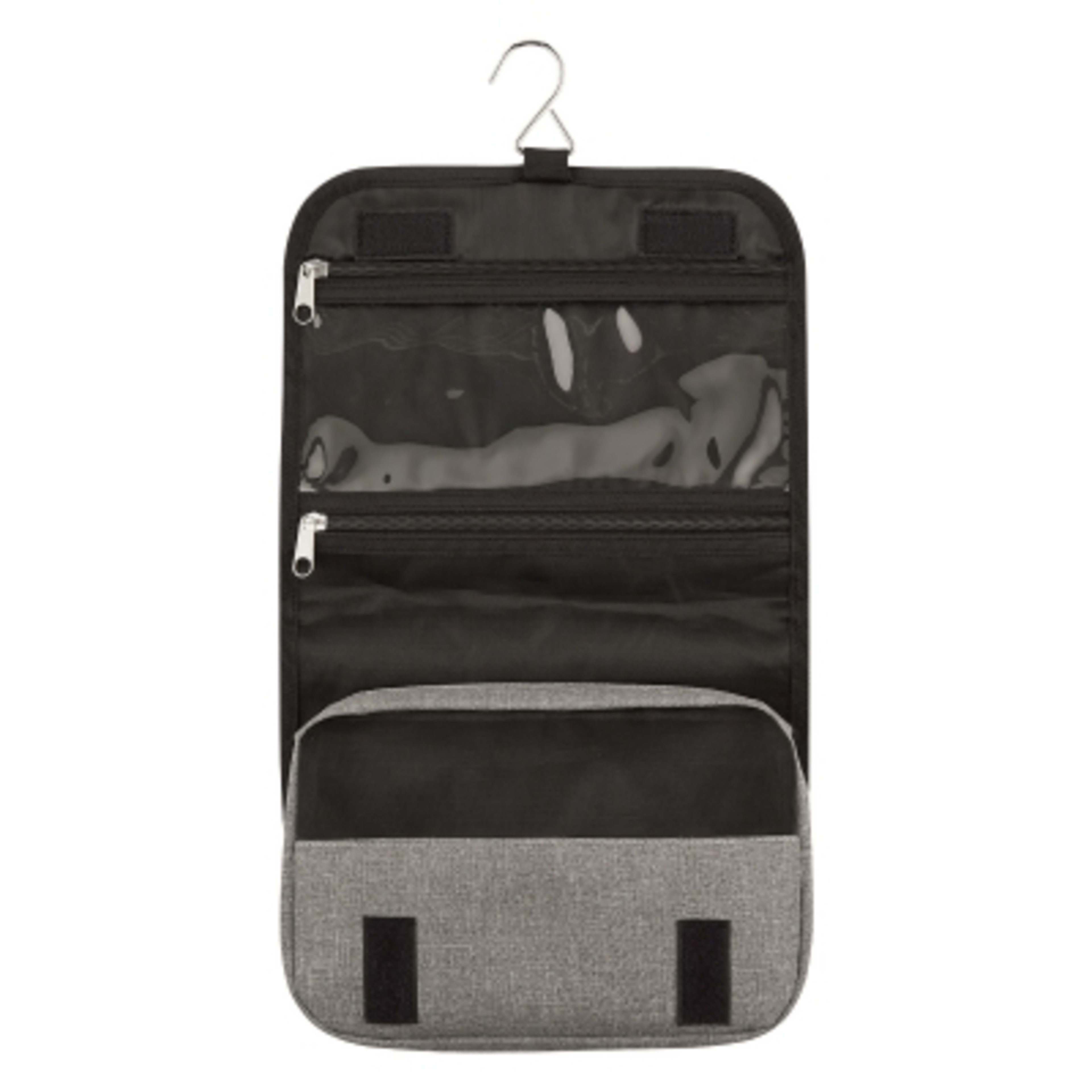 Hanging Toiletry Bag Polyester Foldable - 10.25 x 8 in - Gray - Open - product view 3