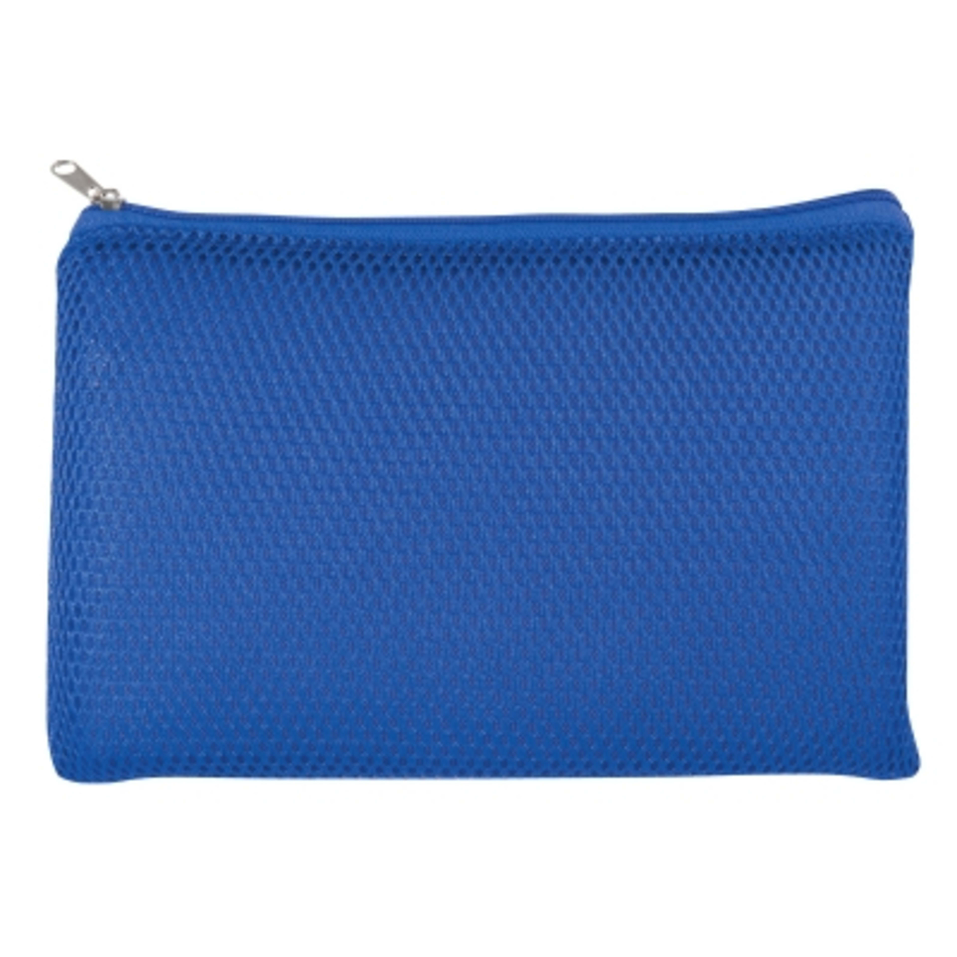 Vanity Bag Mesh Polyester Zippered Travel - 8.5 x 6 in - Royal - Back - product view 4