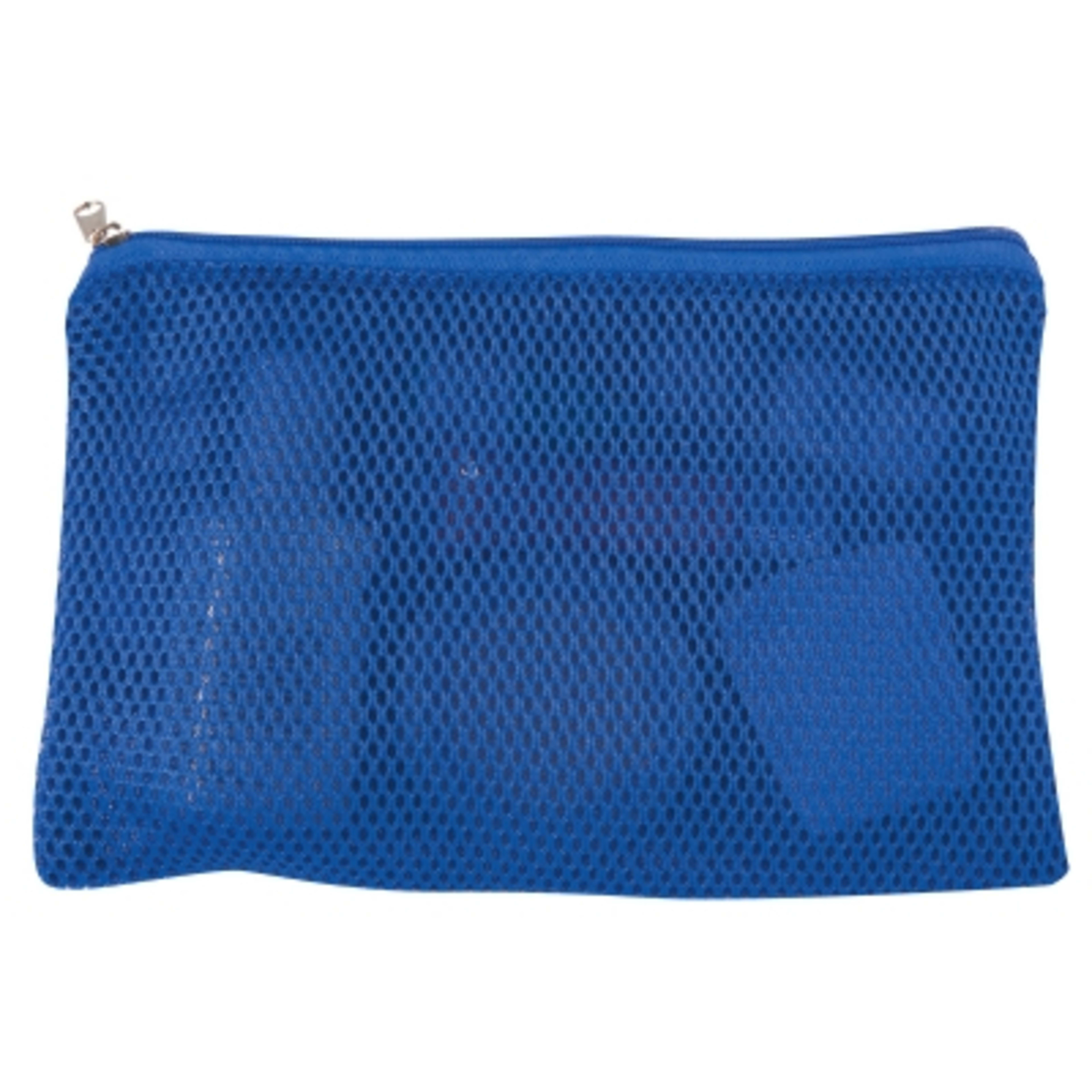 Vanity Bag Mesh Polyester Zippered Travel - 8.5 x 6 in - Royal - Propped Back - product view 5