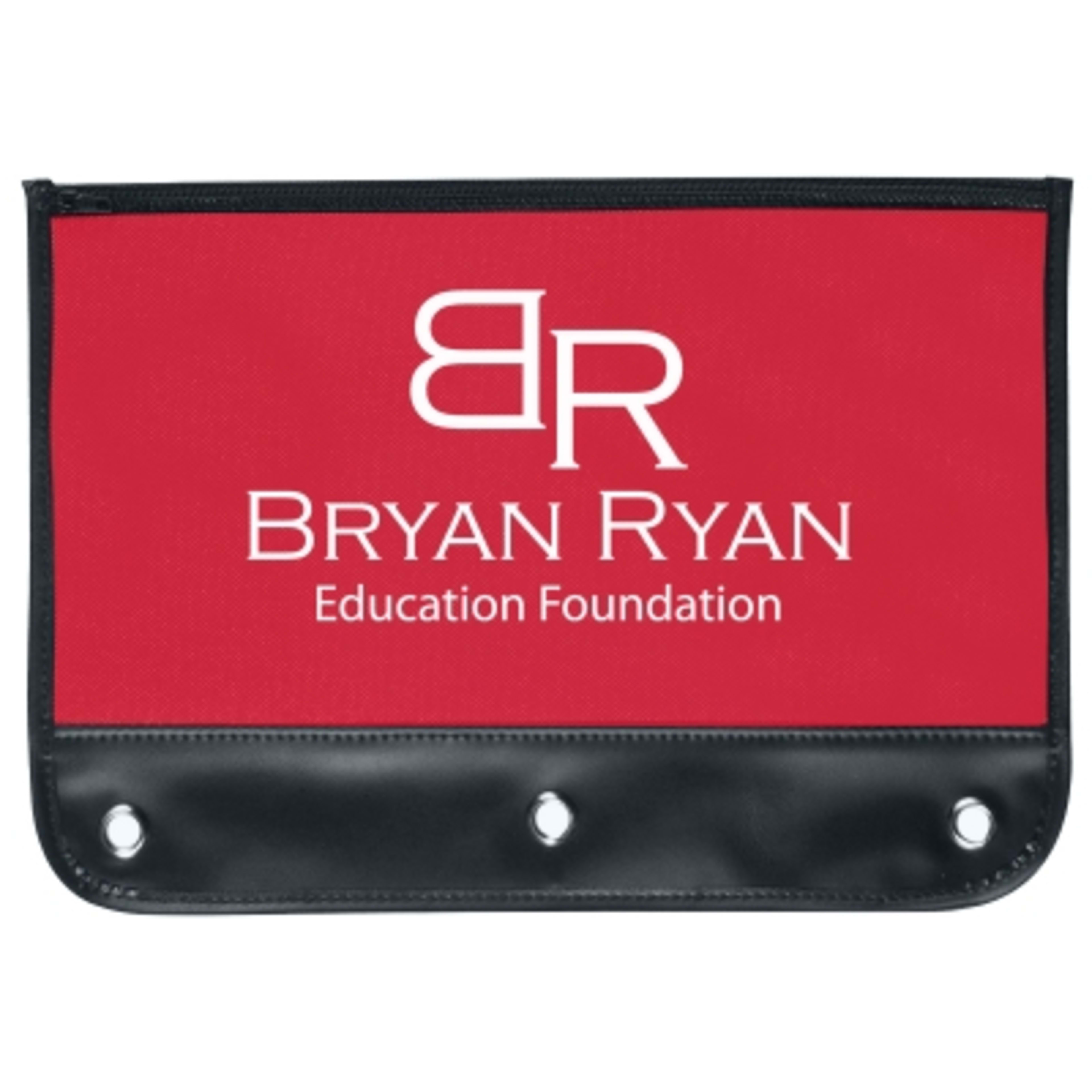Zippered Pencil Case 600D Nylon Binder - 10.5 x 7.5 in - Red/Black - Silkscreen - promotional product with custom logo