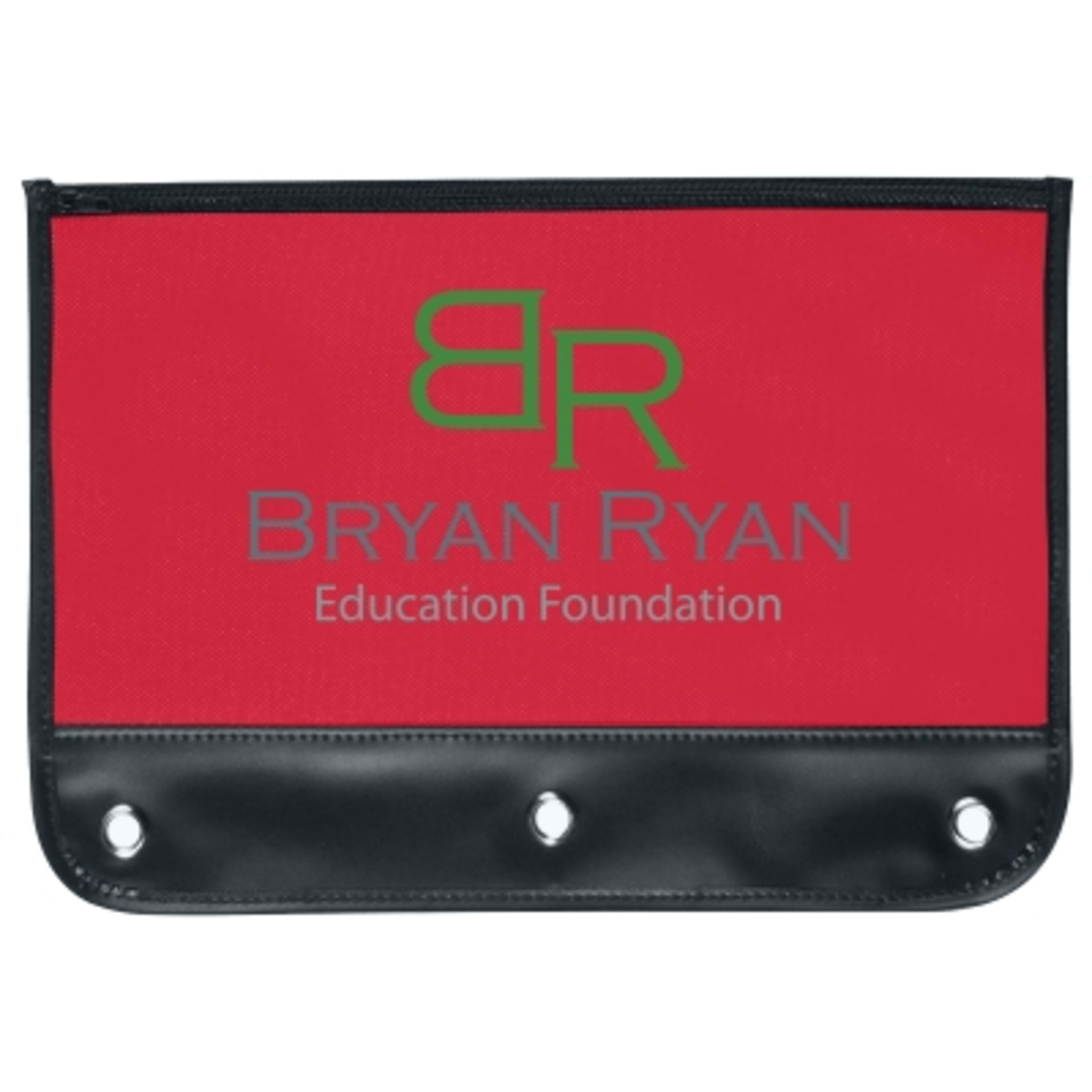 Zippered Pencil Case 600D Nylon Binder - 10.5 x 7.5 in - Red/Black - Colorbrite - product view 2