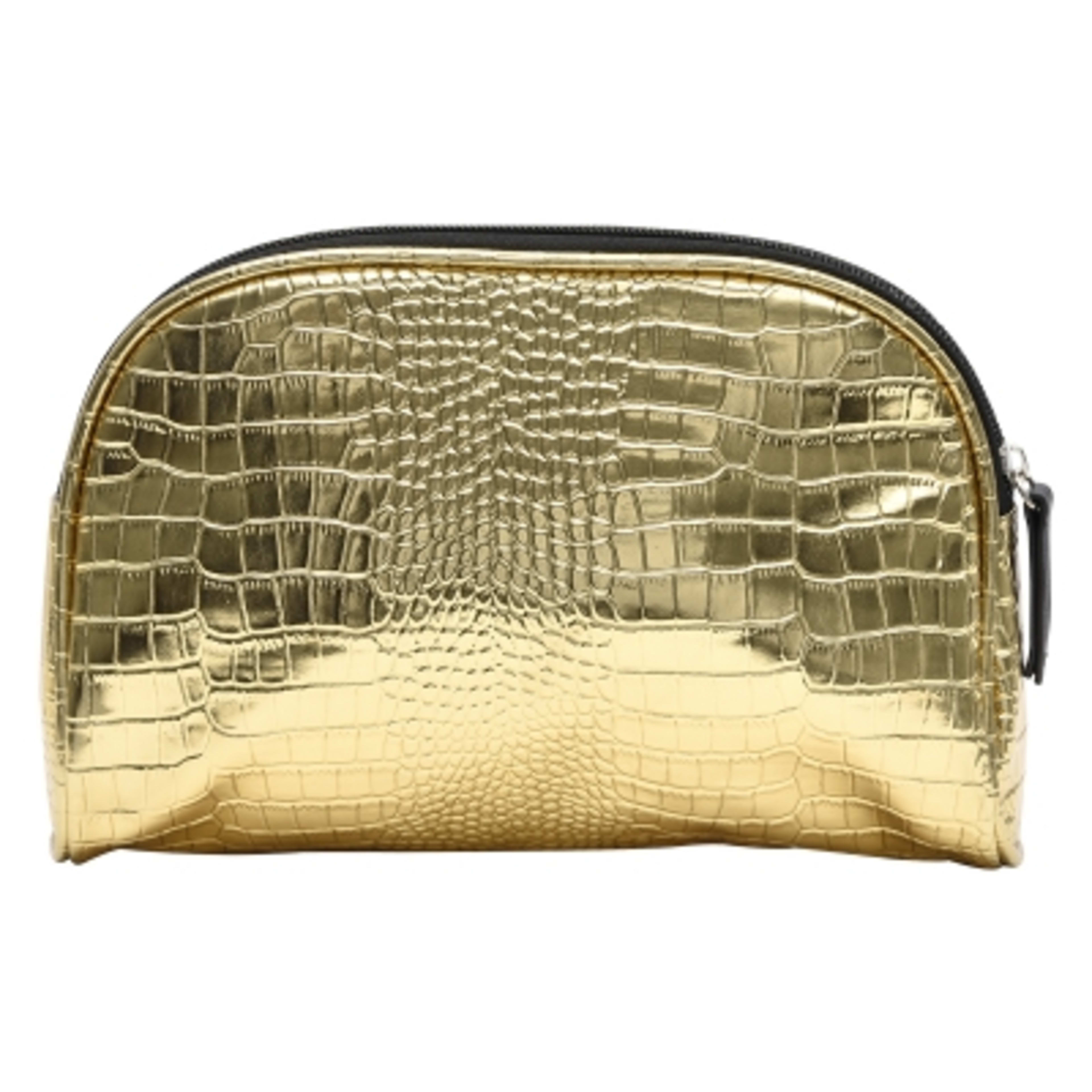 Cayman Cosmetic Bag PVC Leatherette - 8.75 x 5.5 in - Gold - Back - product view 2