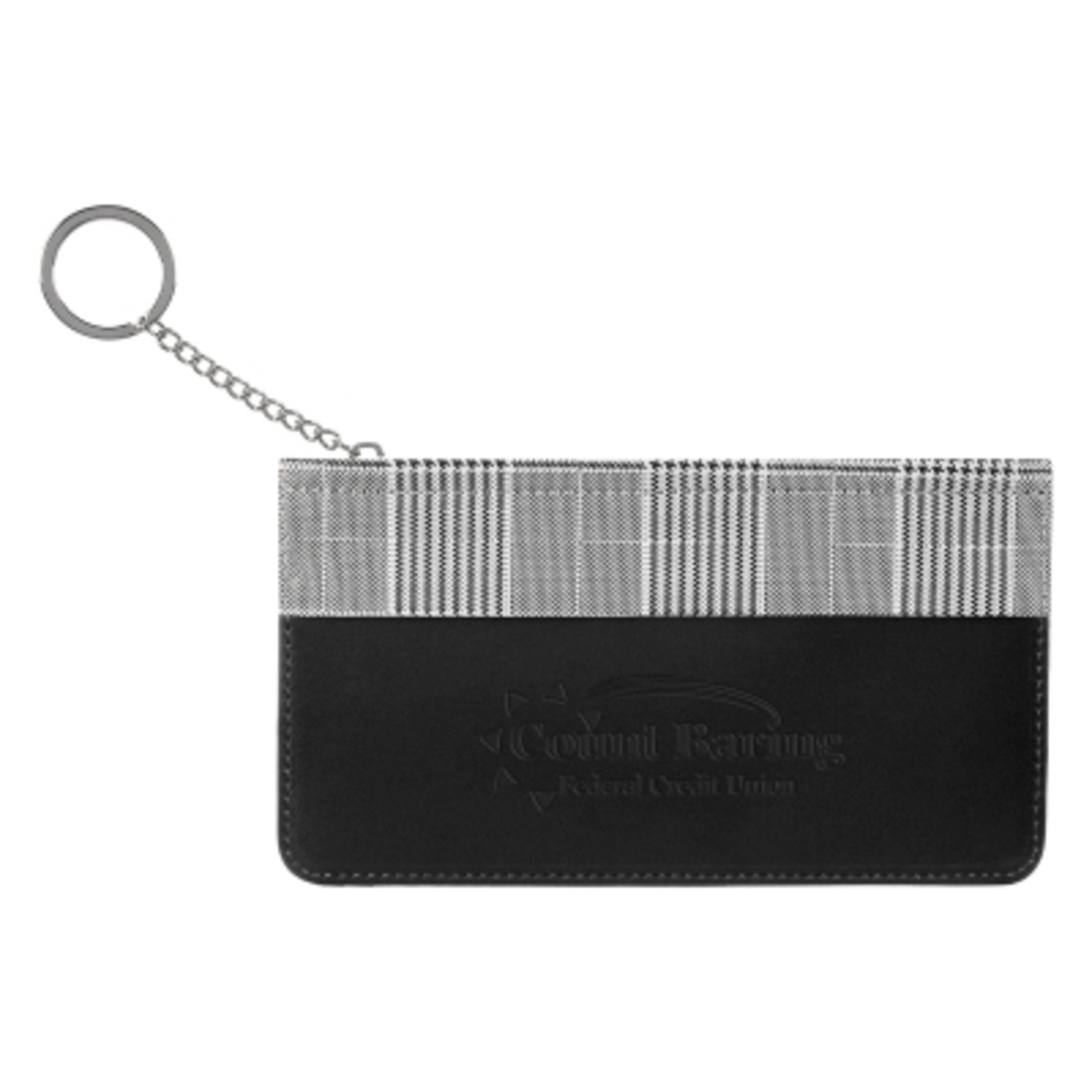 Manhattan Leatherette Wallet Zippered - 7.5 x 4 in - Black - Deboss - product view 2