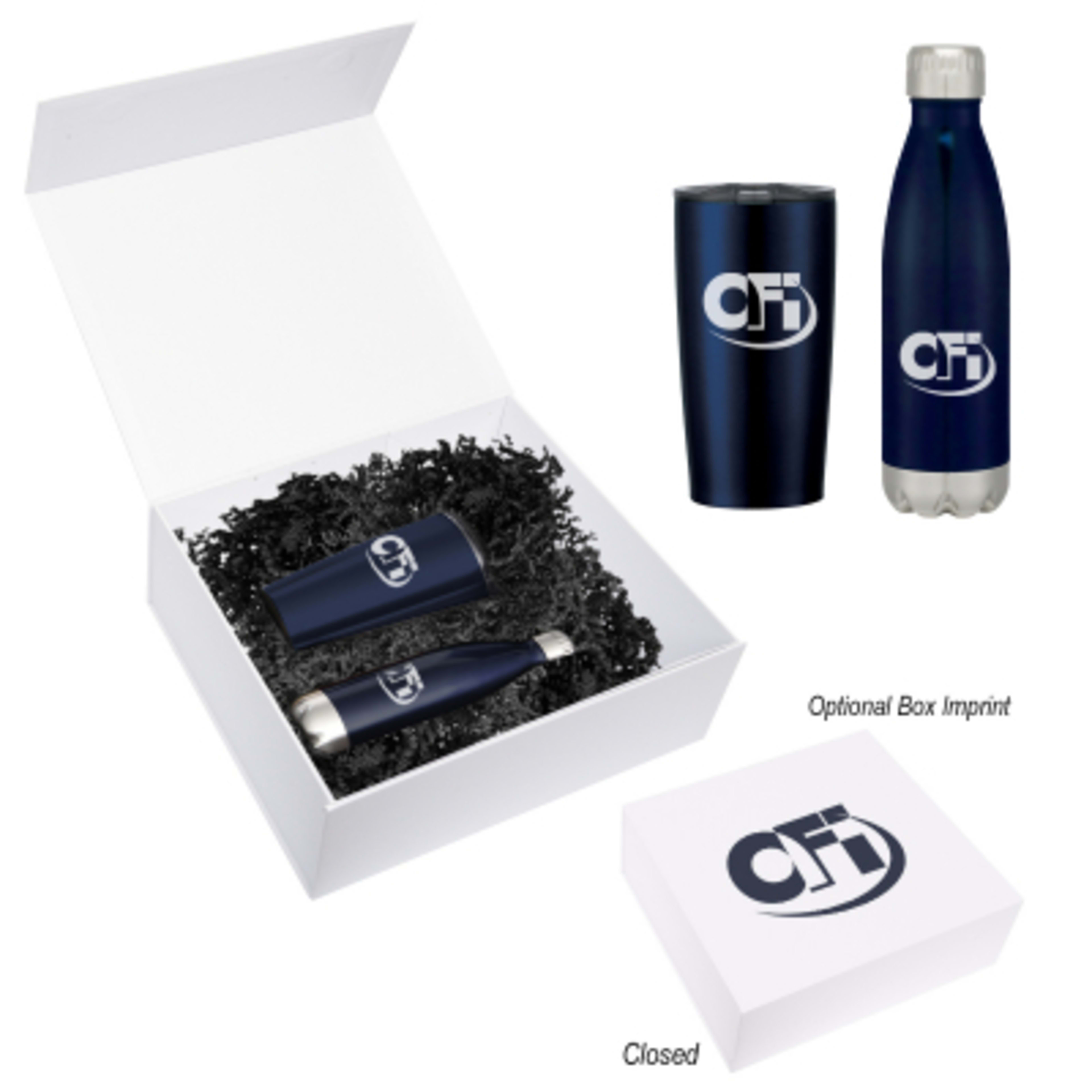 Drinkware Gift Set with Bottle and Tumbler - White - Silkscreen - product view 3