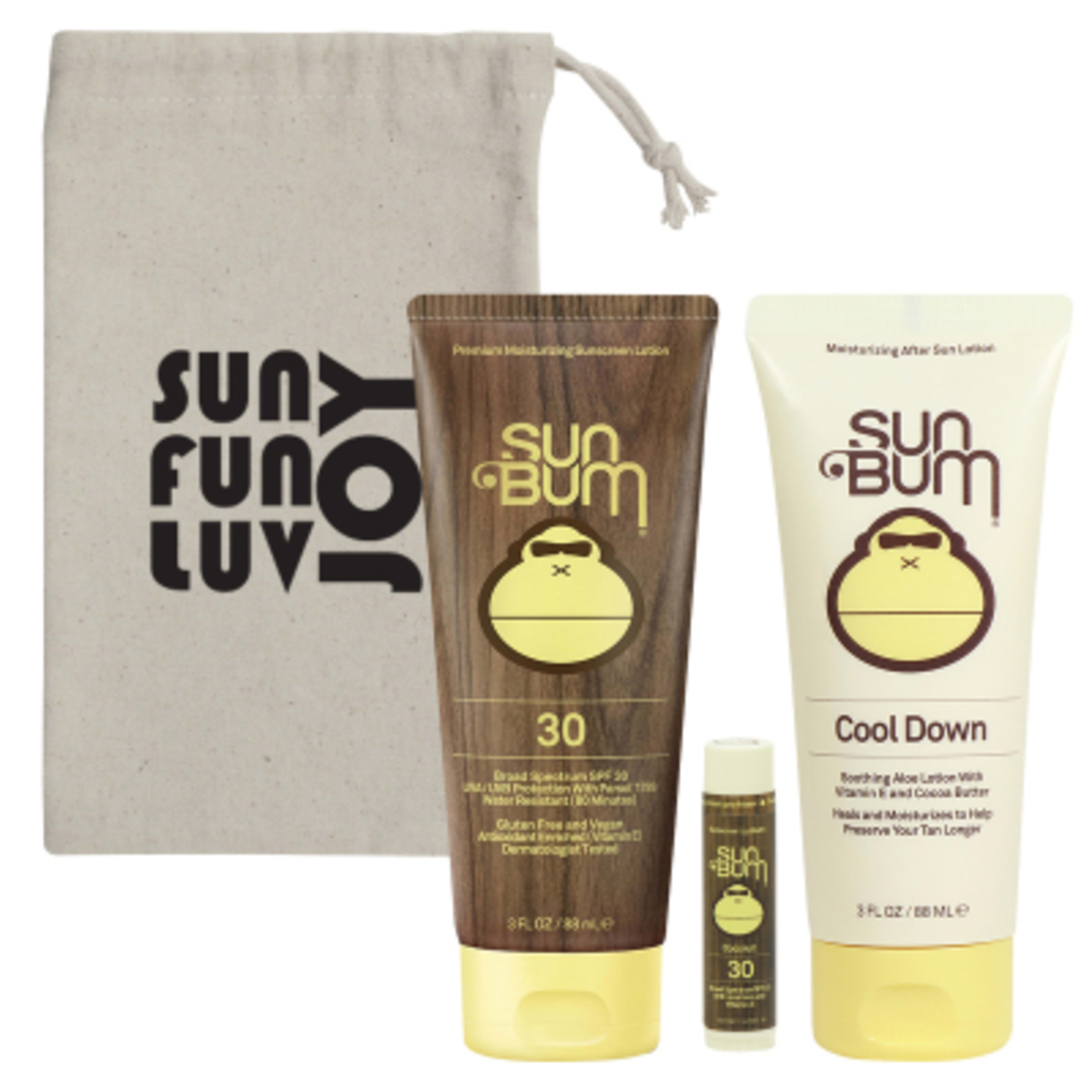 Sun Bum Beach Kit with SPF 30 Sunscreen and Pouch - Group Shot - promotional product with custom logo