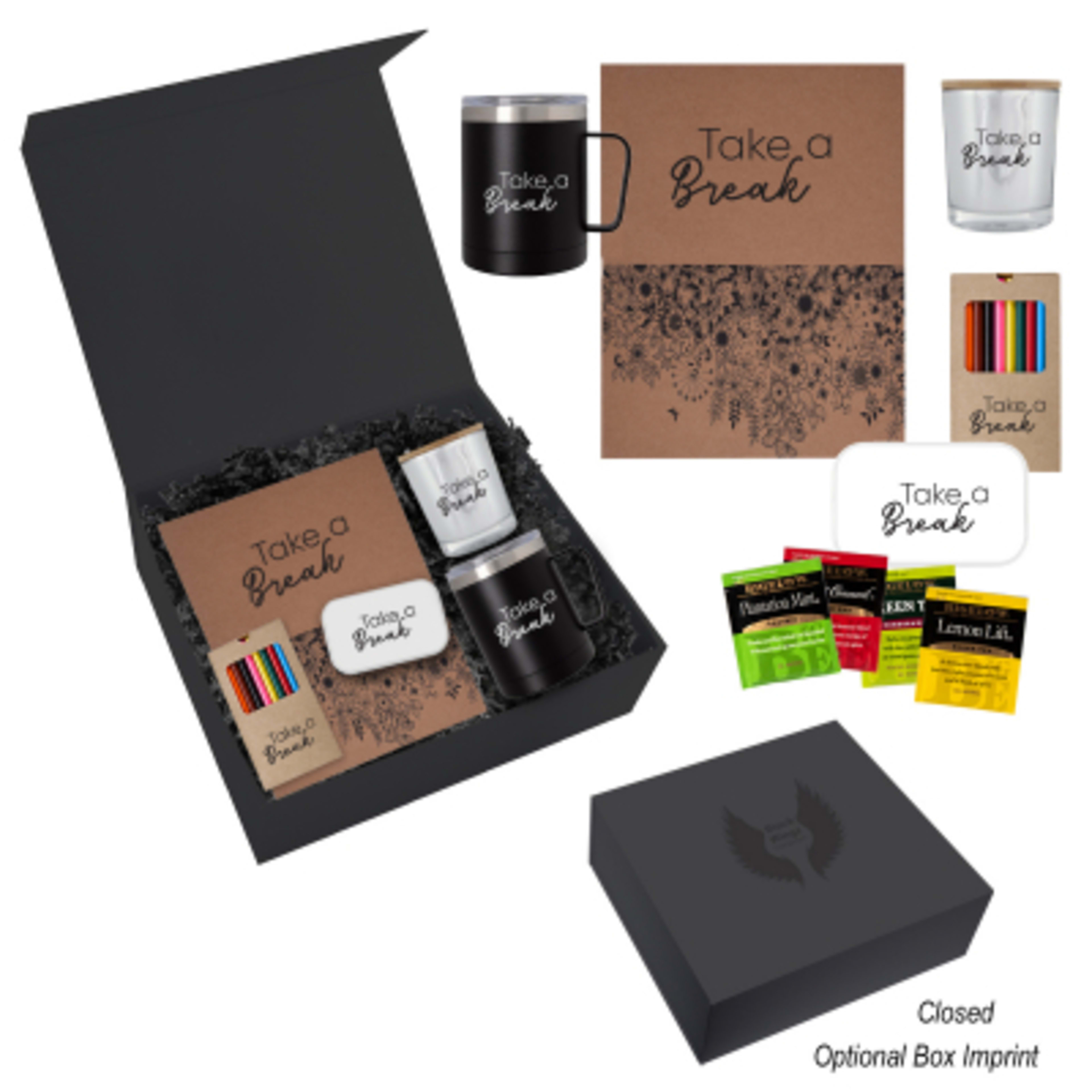 Self Care Tea Gift Set with Candle and Mug - 12 oz - Black - Silkscreen - product view 3