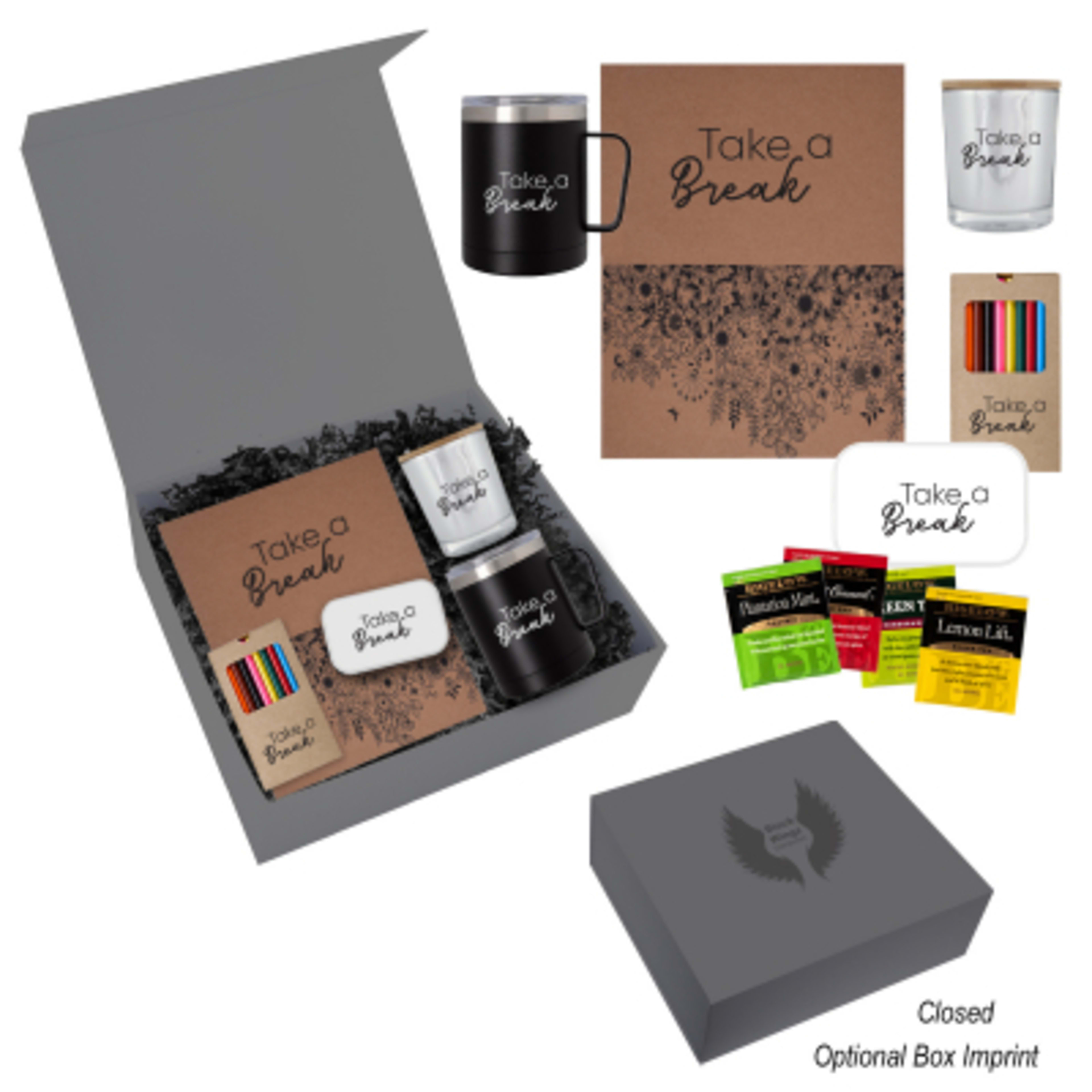 Self Care Tea Gift Set with Candle and Mug - 12 oz - Gray - Silkscreen - product view 4