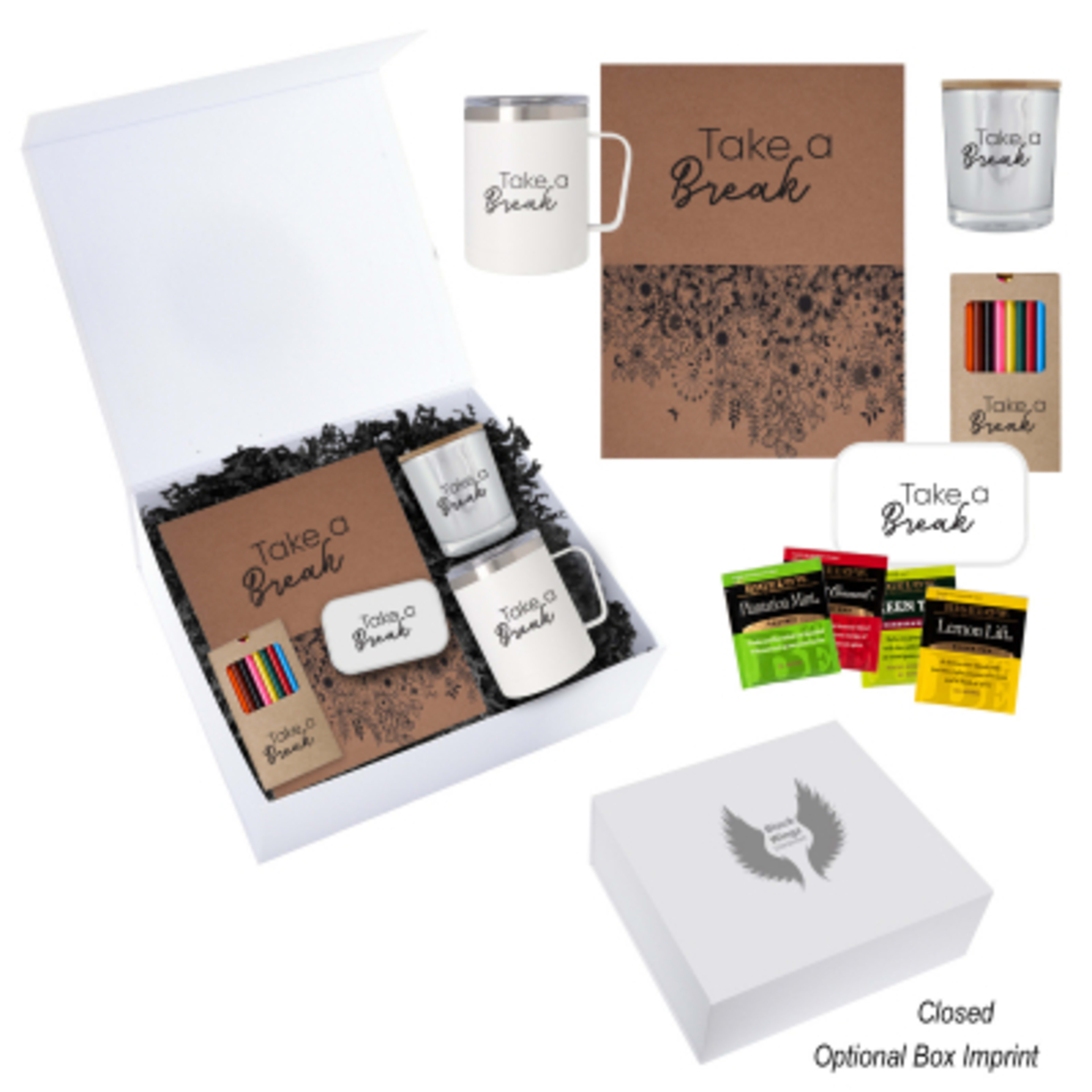 Self Care Tea Gift Set with Candle and Mug - 12 oz - White - Silkscreen - product view 5