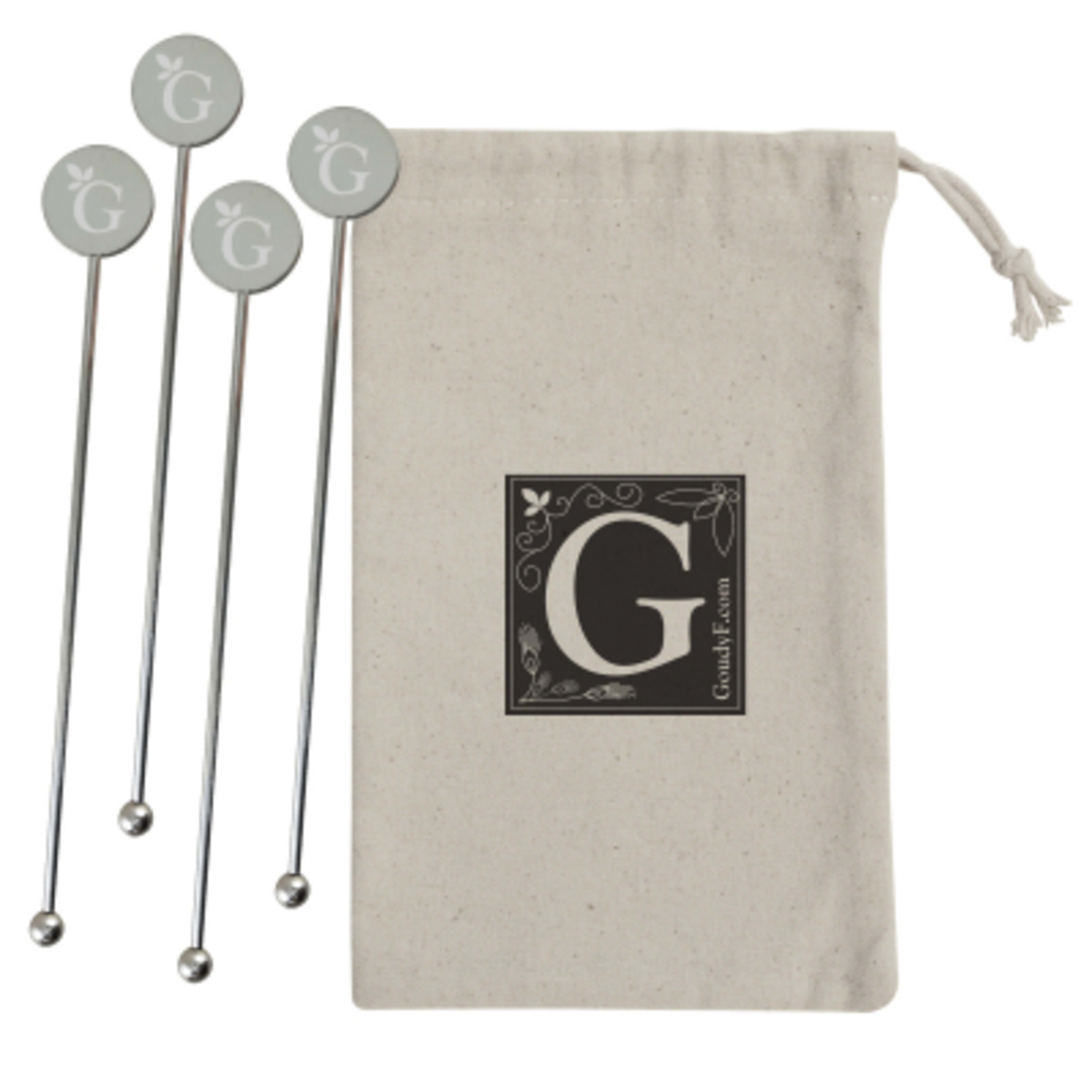 Stainless Steel Cocktail Stirrer Set with Pouch - Group Shot - promotional product with custom logo