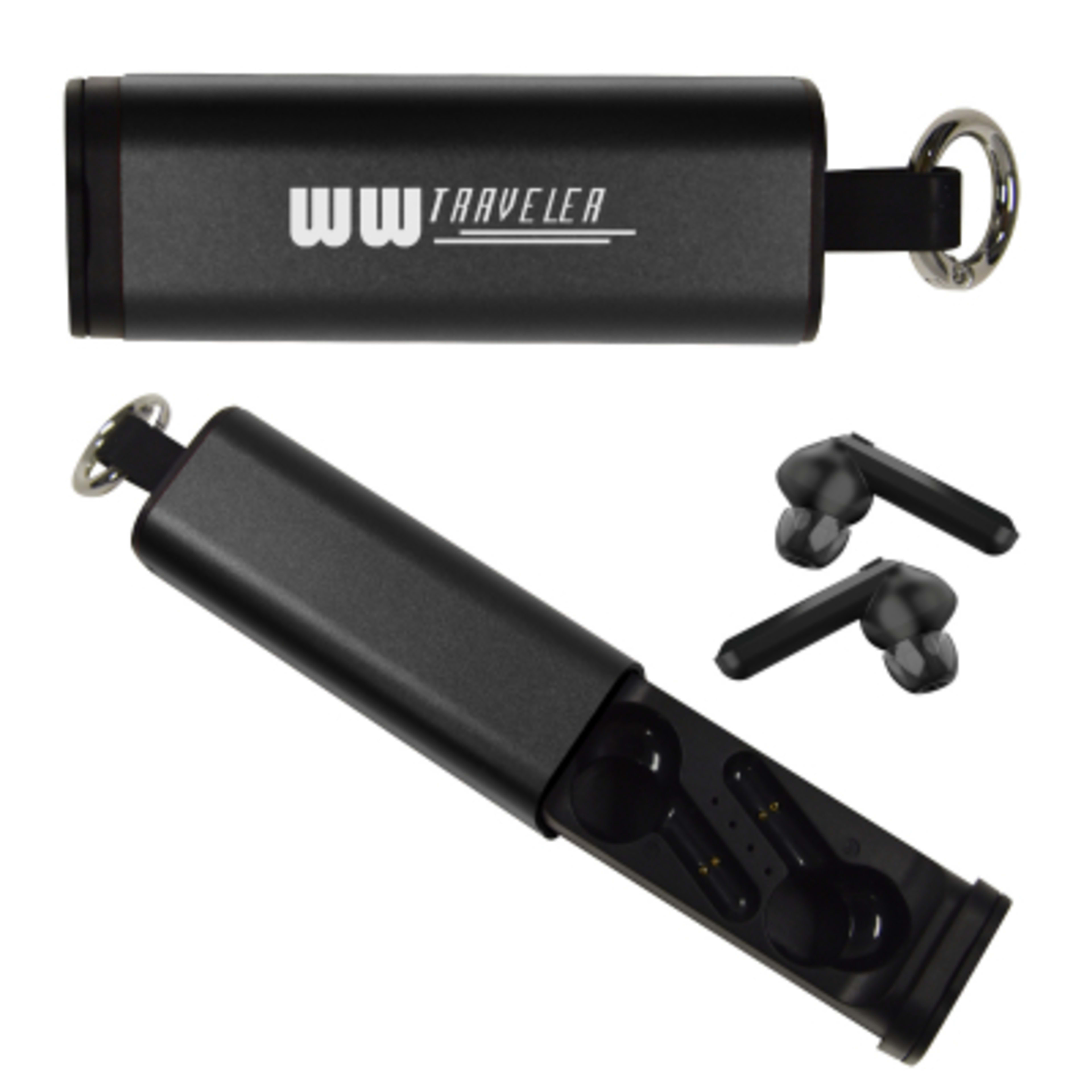 Powerstick Wireless Earbuds and Phone Stand Kit - Black - Silkscreen