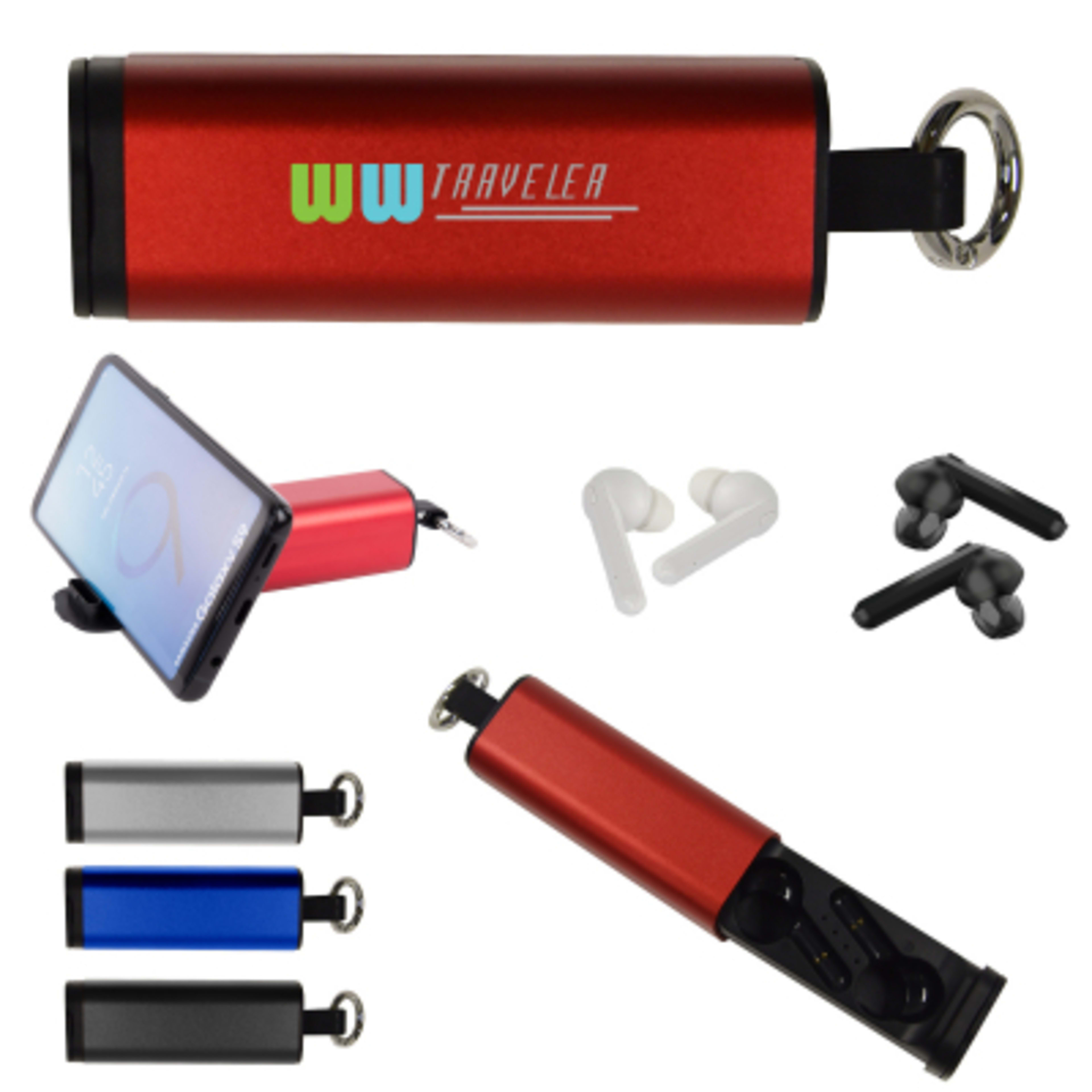 Powerstick Wireless Earbuds and Phone Stand Kit - Group Shot - product view 3