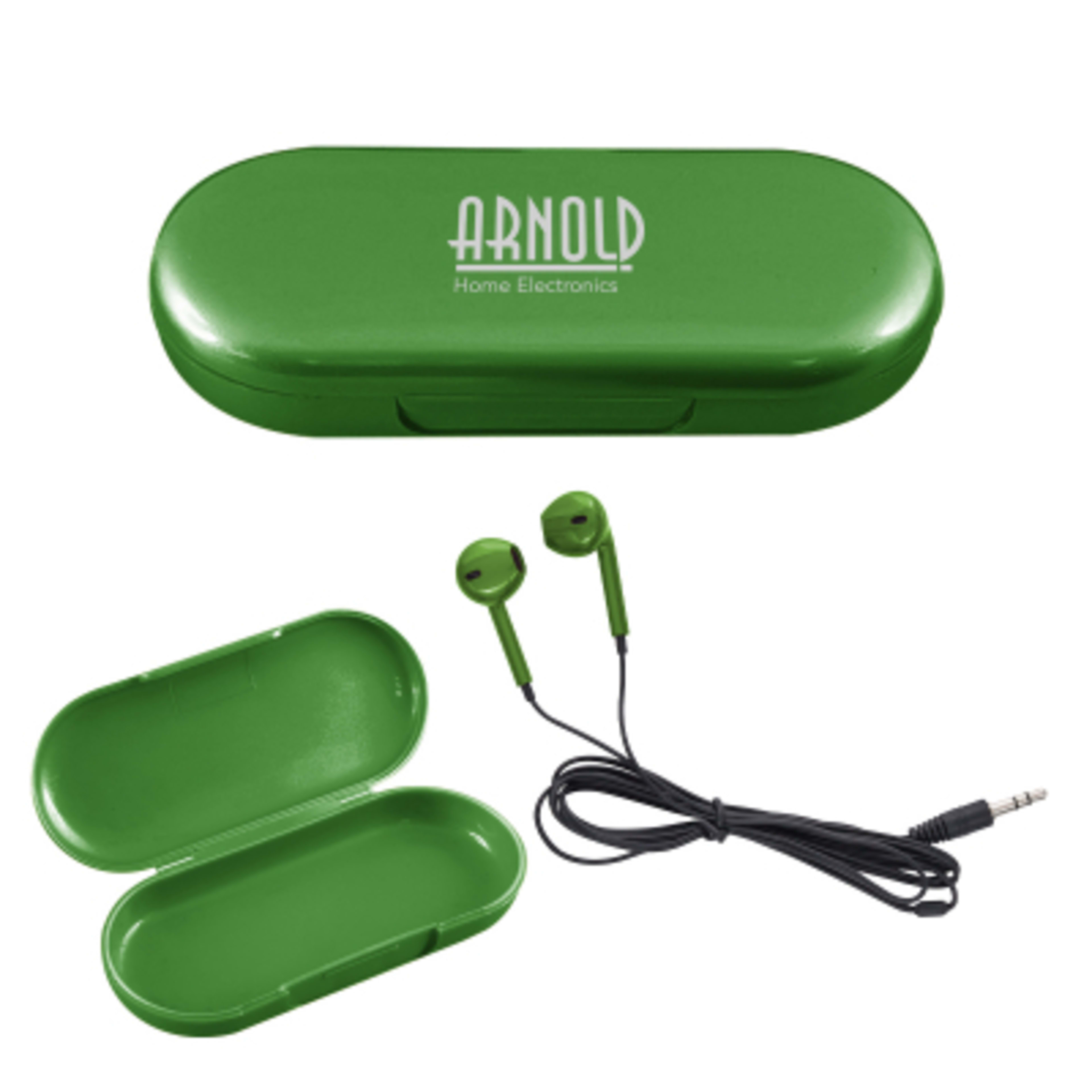 Metallic Wired Earbuds with Clamshell Case - 46 in - Green - Silkscreen - product view 5