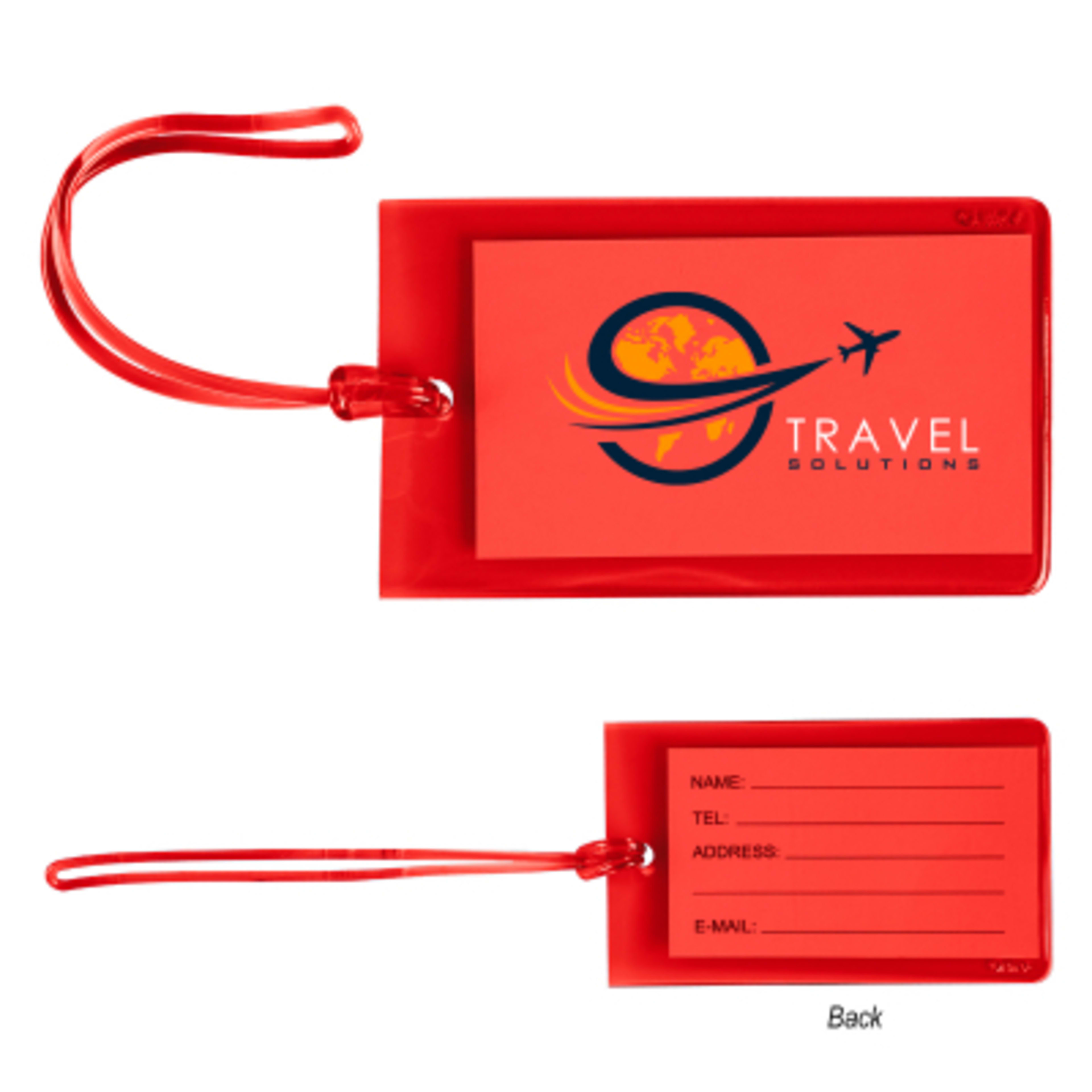 Jelly Luggage Tag PVC Translucent - 4.25 x 2.5 in - TRN/Red - Digibrite - product view 1