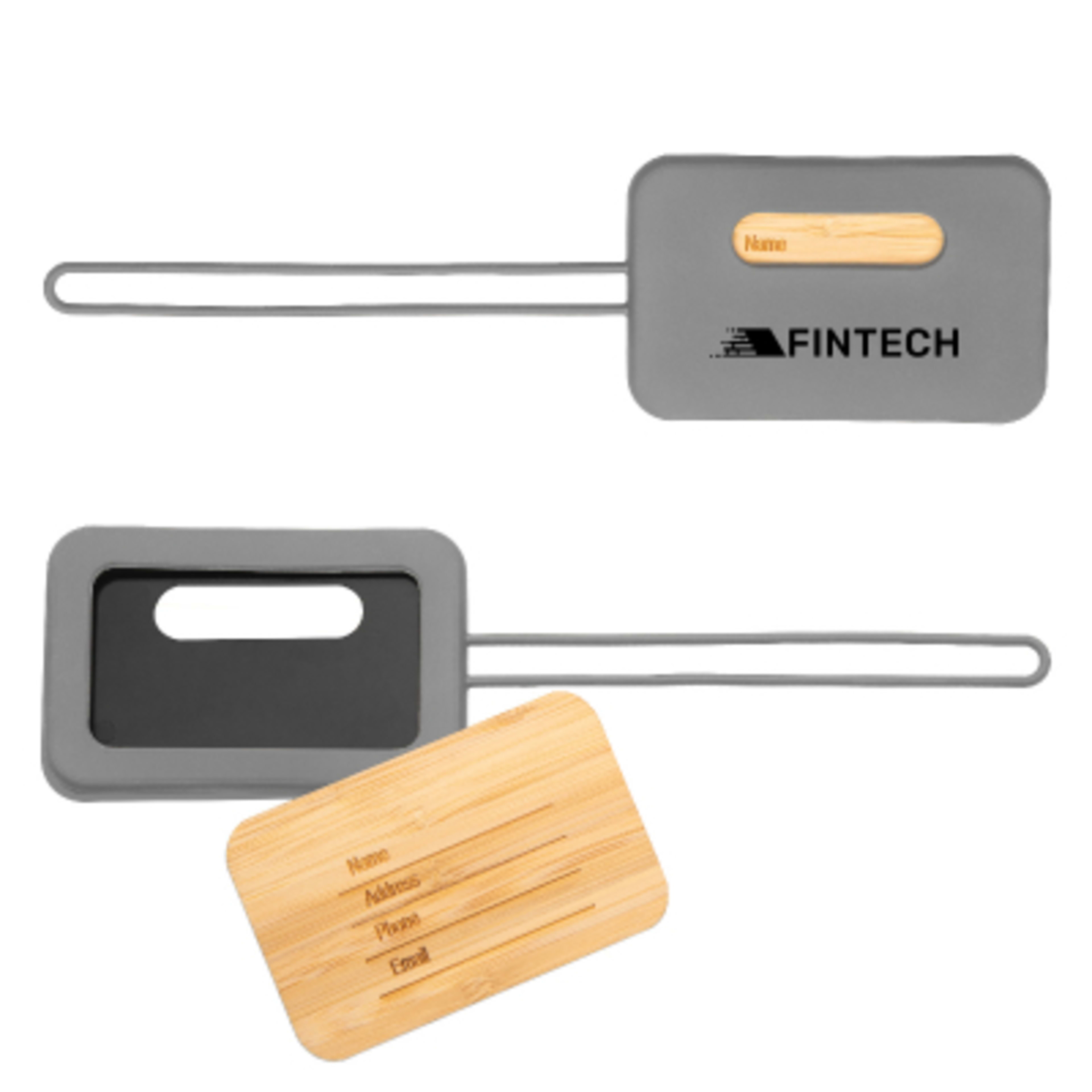 First Class Bamboo Silicone Luggage Tag - 3.25 x 2 in