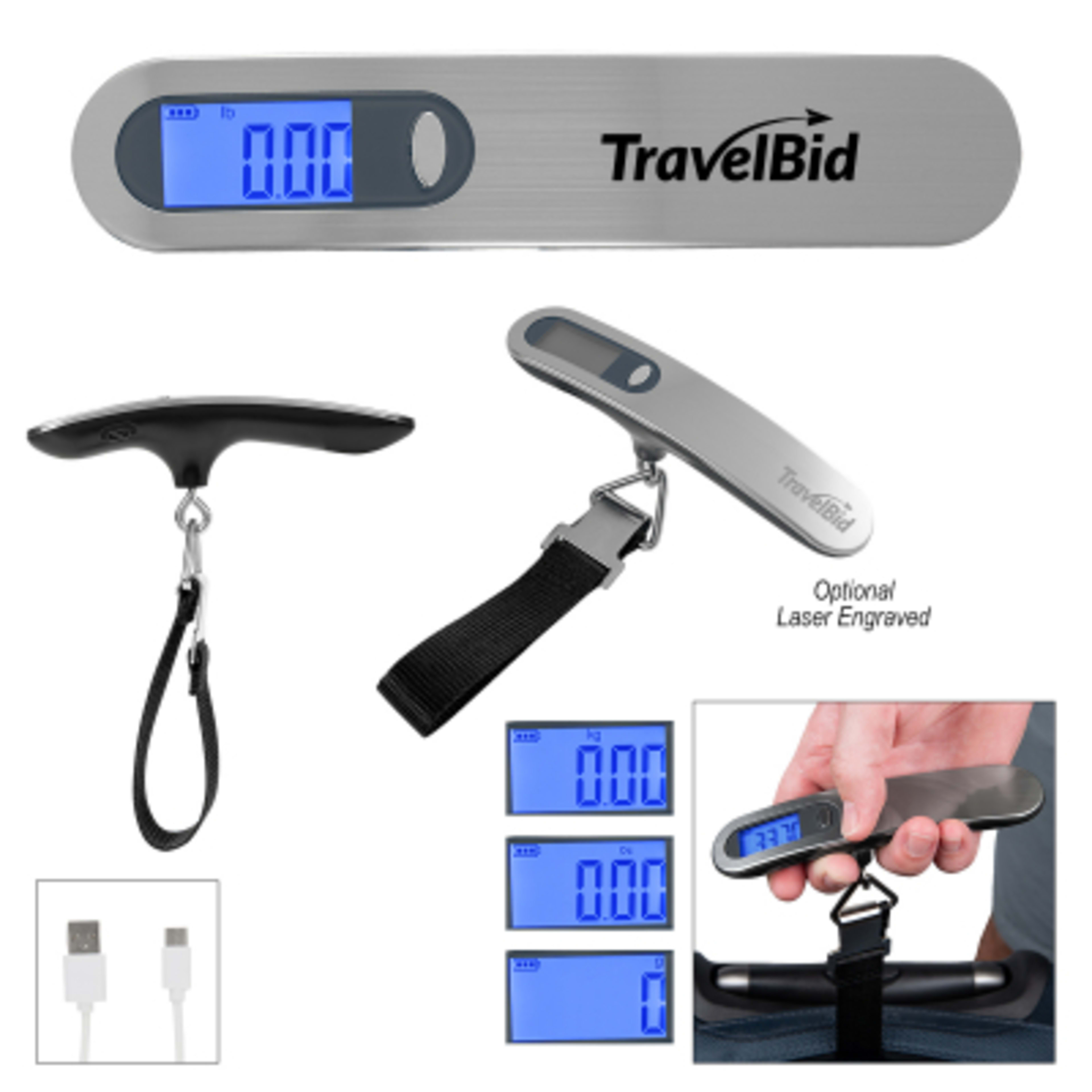 Digital Luggage Scale Rechargeable - 110 lb - Group Shot - product view 1