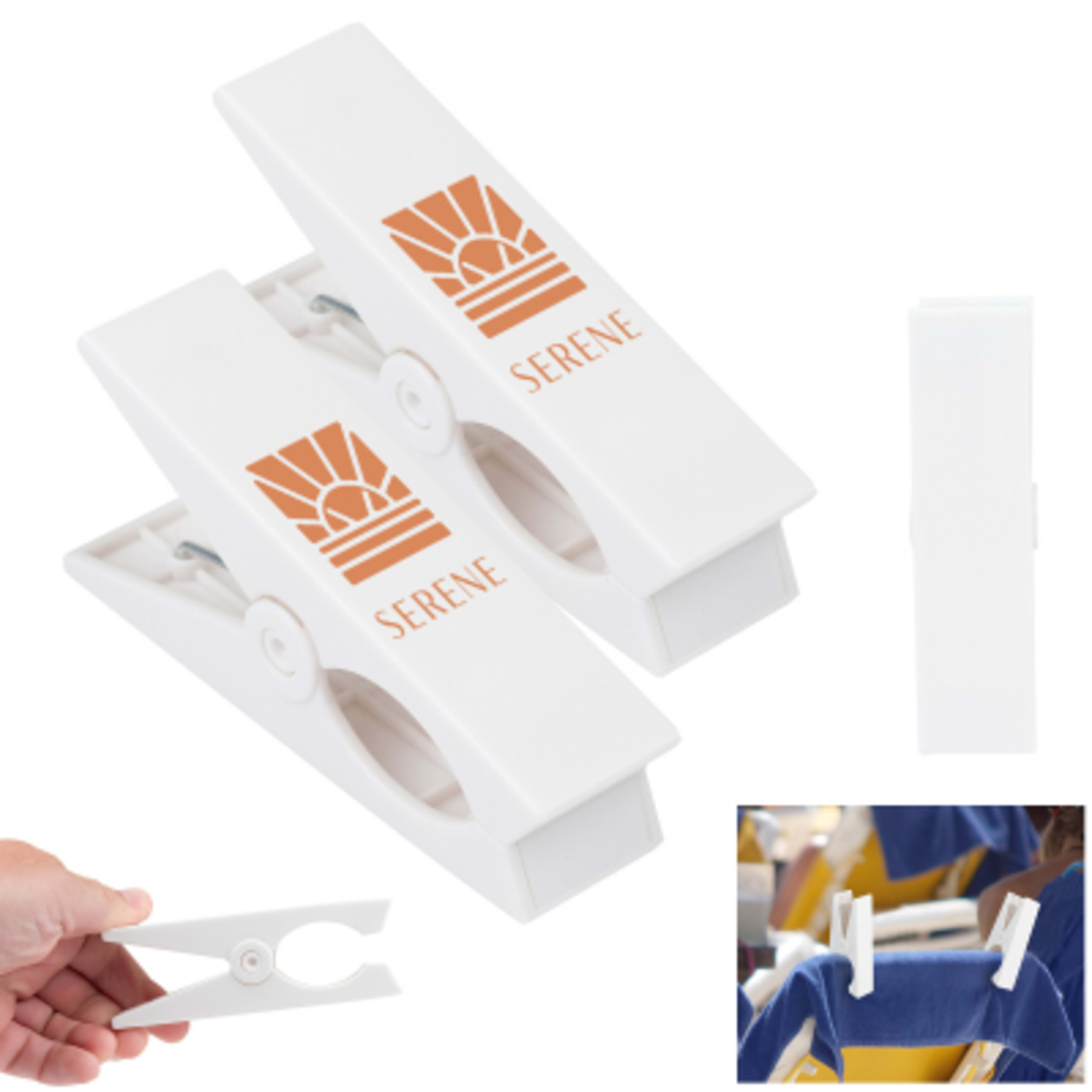 Towel Chair Clips Beach Accessories (2 Pack) - White - Silkscreen - product view 2