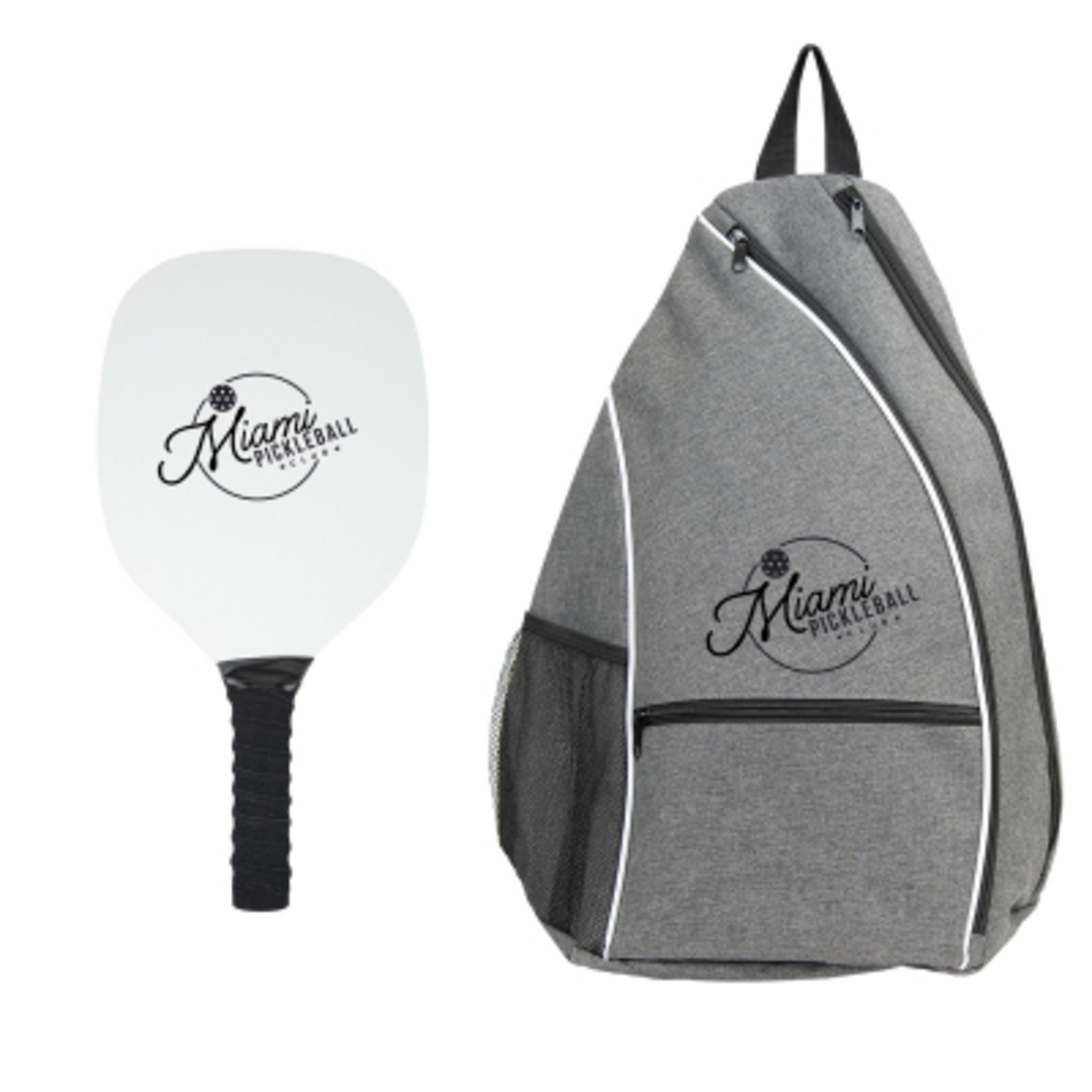 Pickleball Starter Kit with Paddle and Backpack - Group Shot - promotional product with custom logo