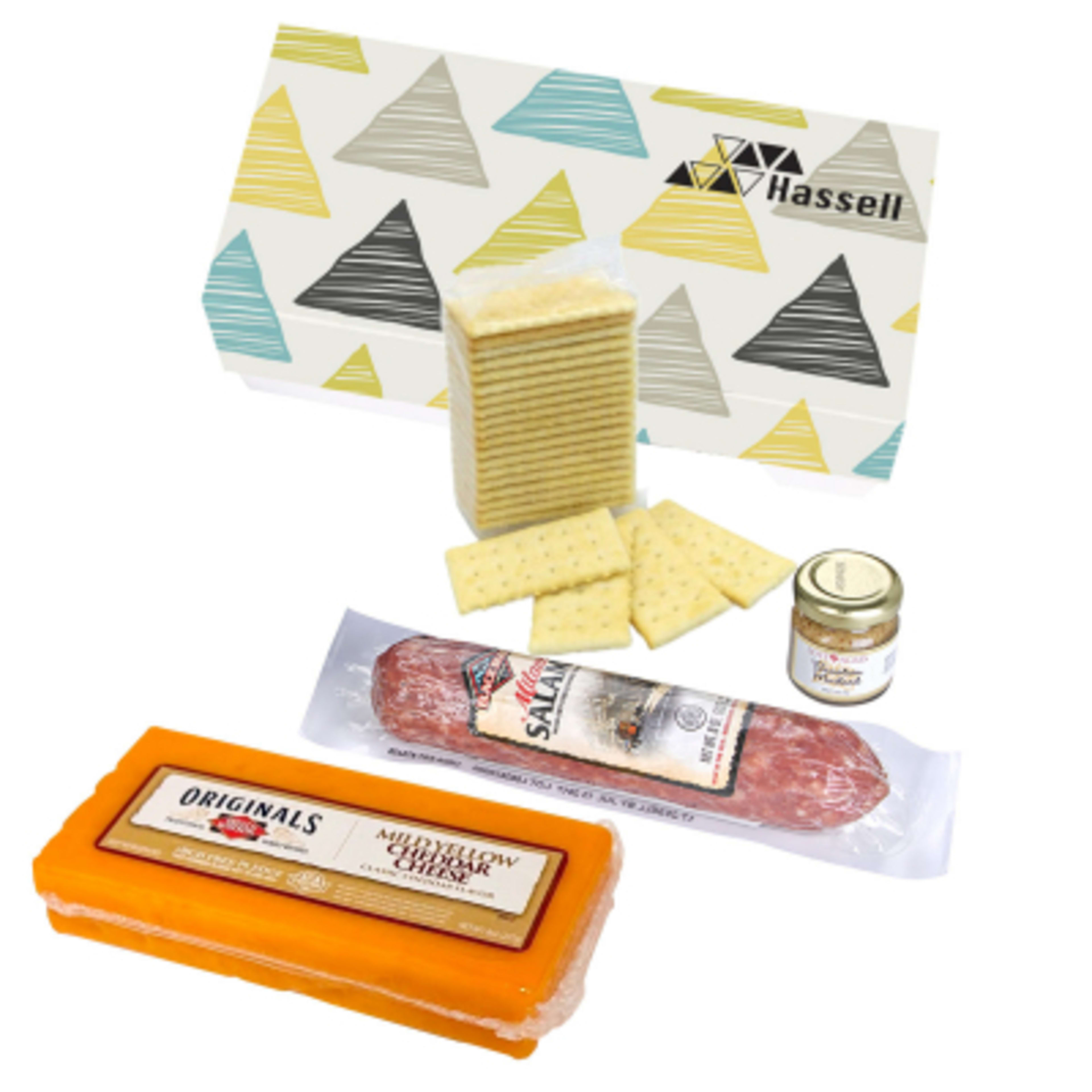 Charcuterie Gift Set Meat Cheese Crackers Box - 7.6 in - Group Shot - promotional product with custom logo