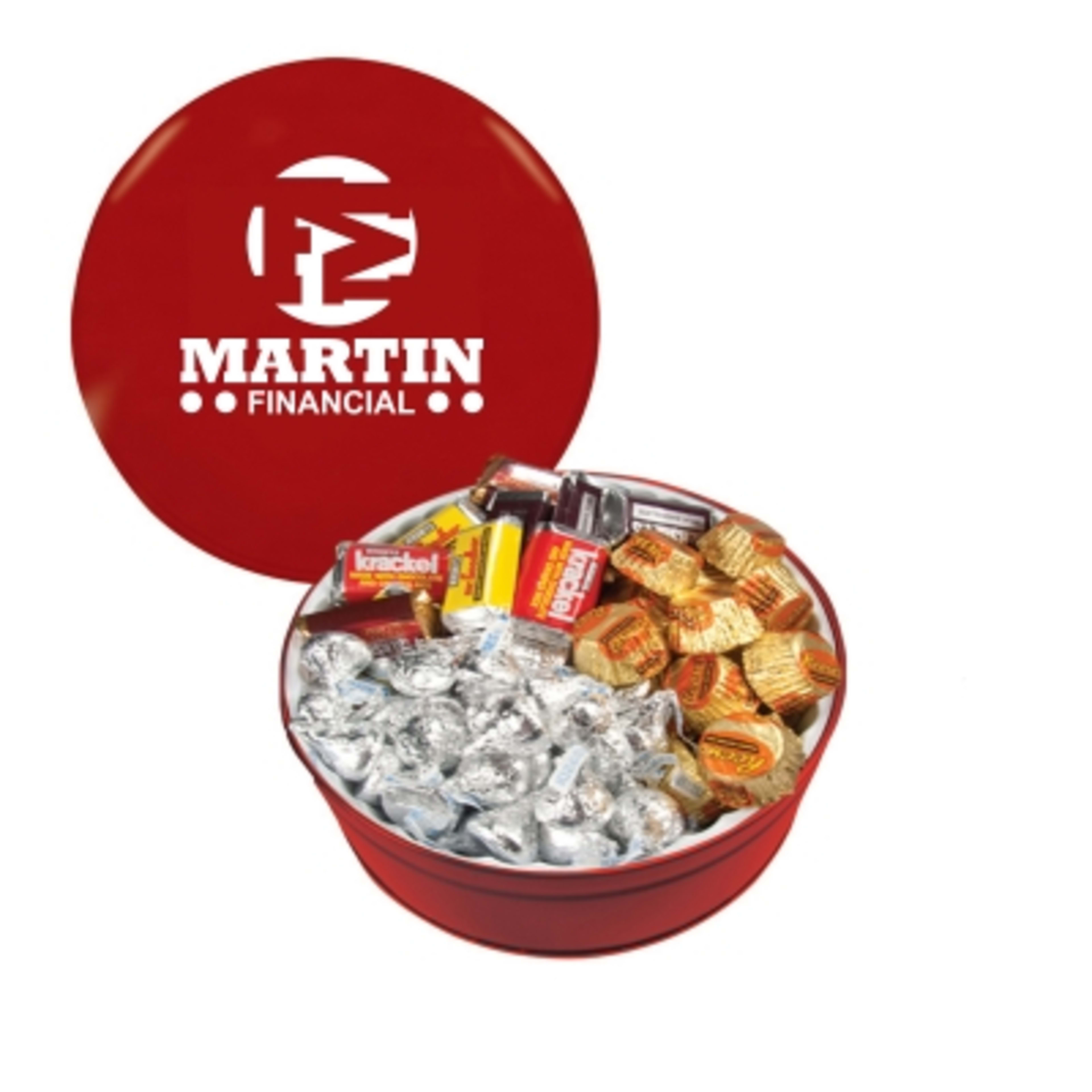 Food Tin Royal Reusable Choice Filler - 7.1875 in Dia - Group Shot - promotional product with custom logo