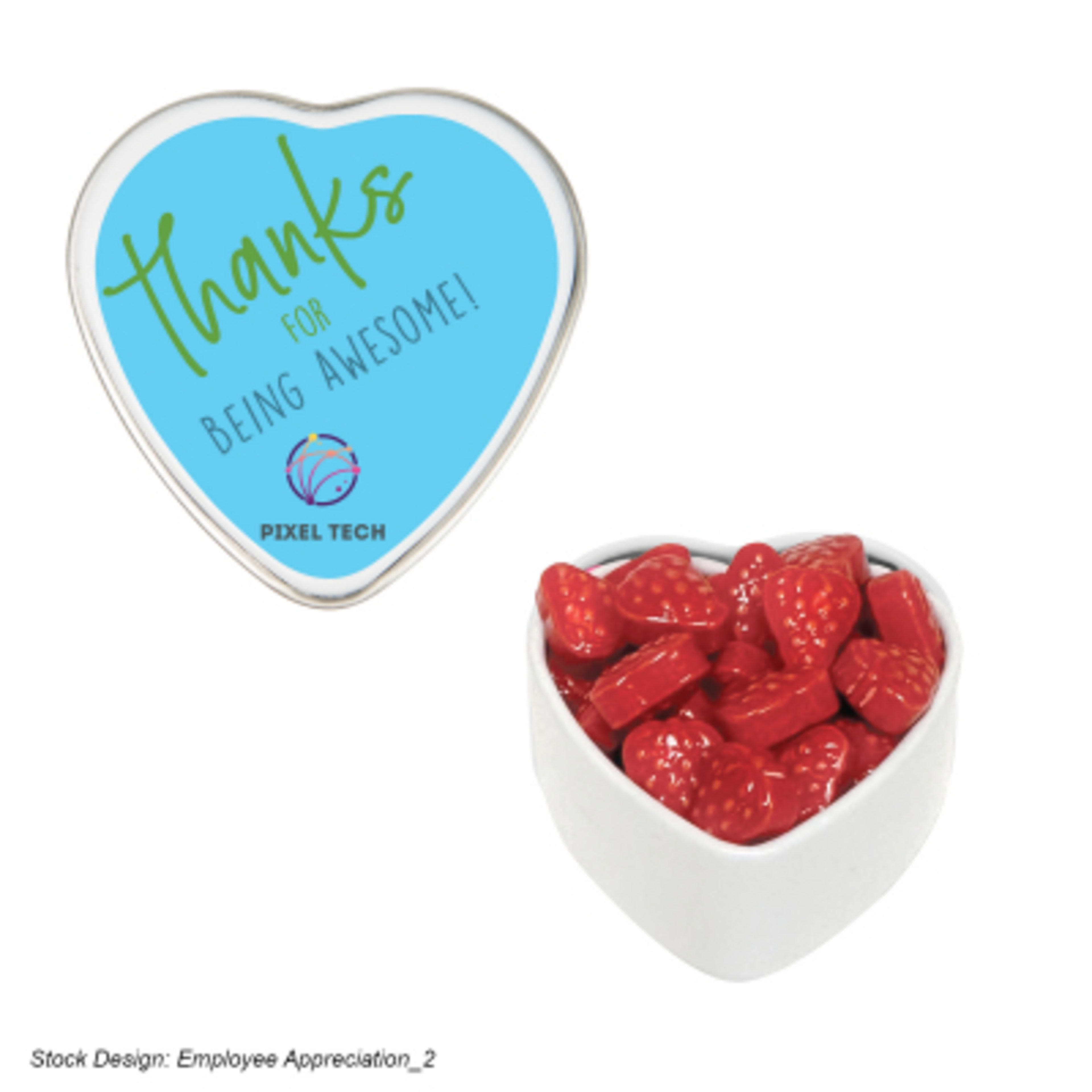 Heart Shaped Tin with Mints or Candy - 1.75 x 1.63 in - SB - Label - product view 2