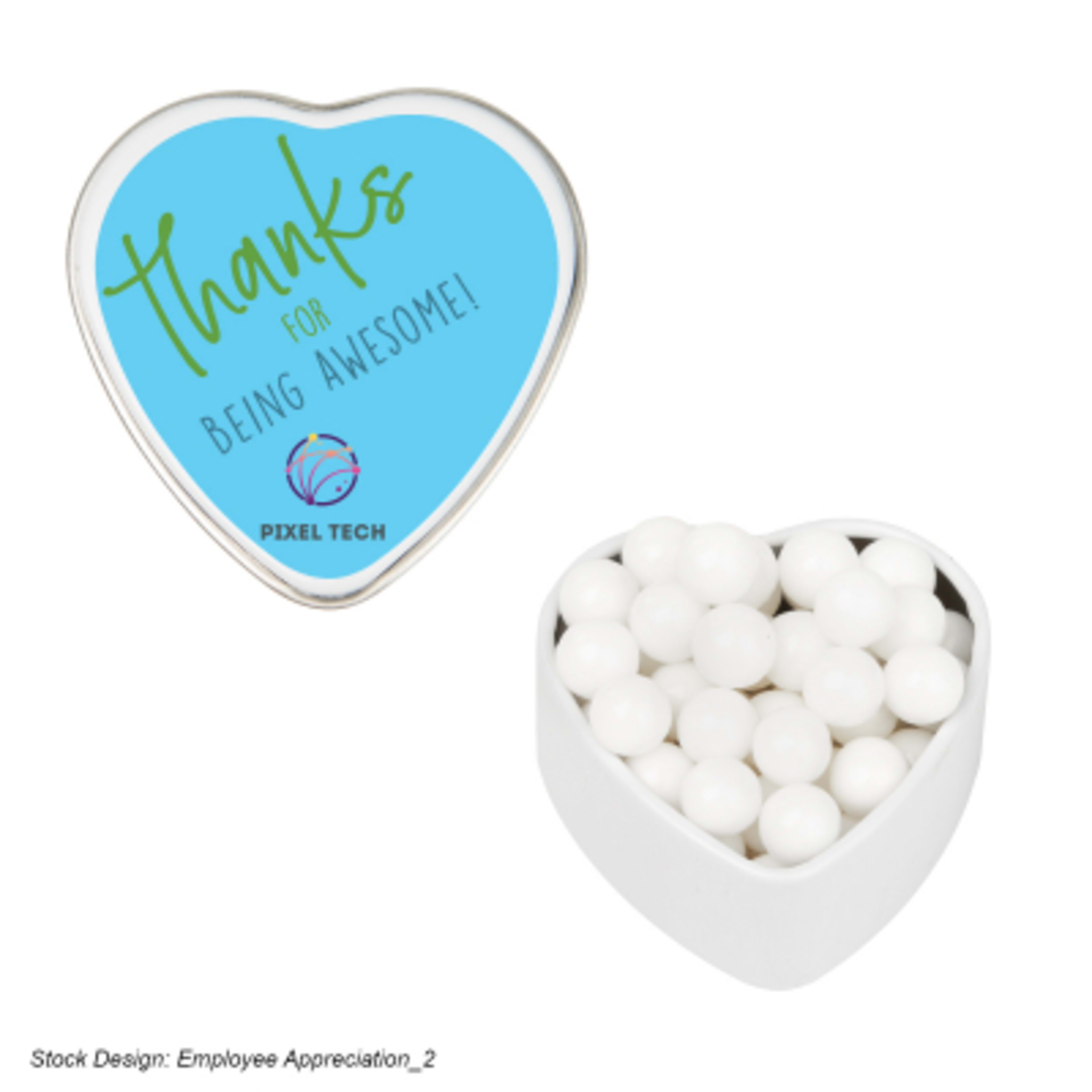 Heart Shaped Tin with Mints or Candy - 1.75 x 1.63 in - SP - Label - product view 4