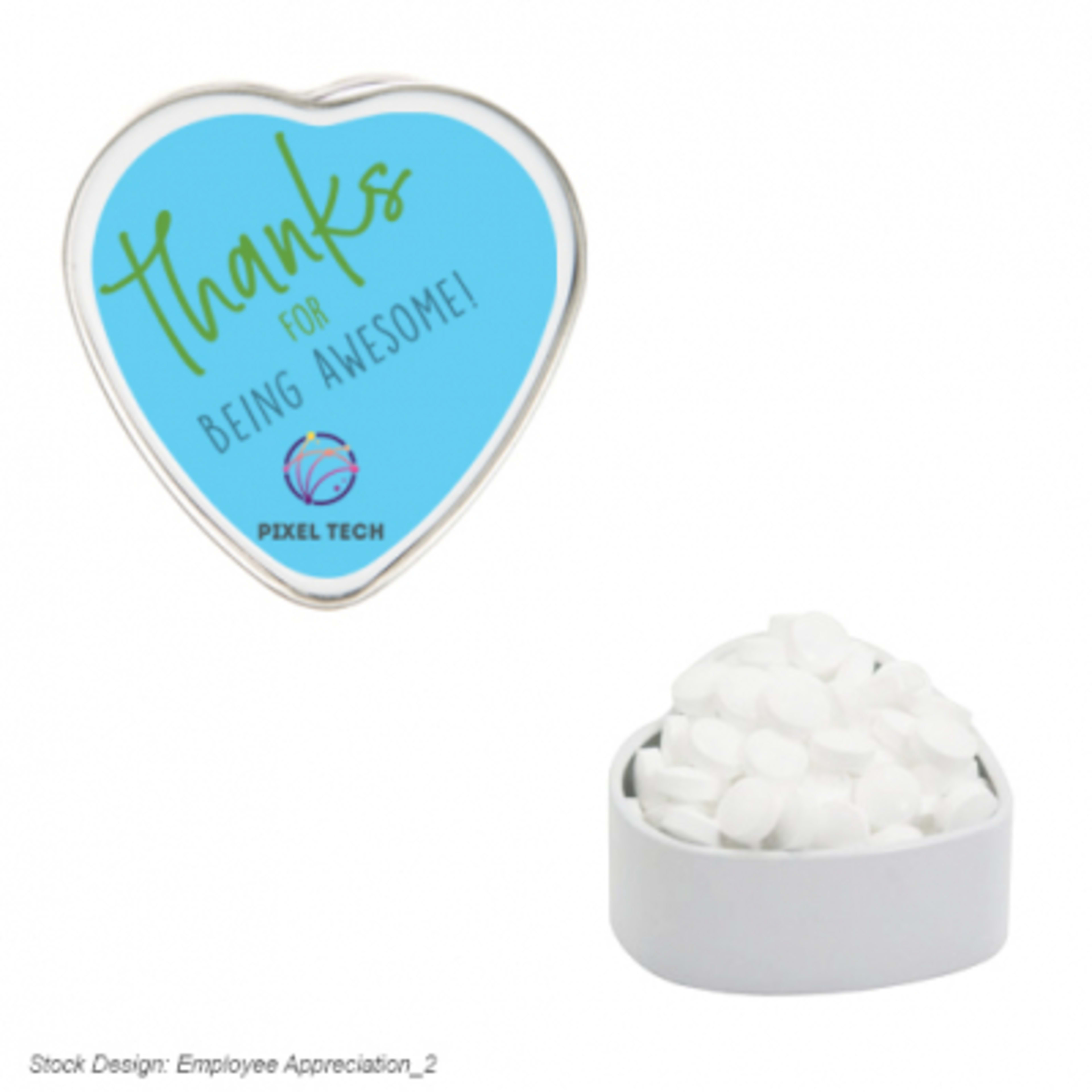 Heart Shaped Tin with Mints or Candy - 1.75 x 1.63 in - SFM - Label - product view 6