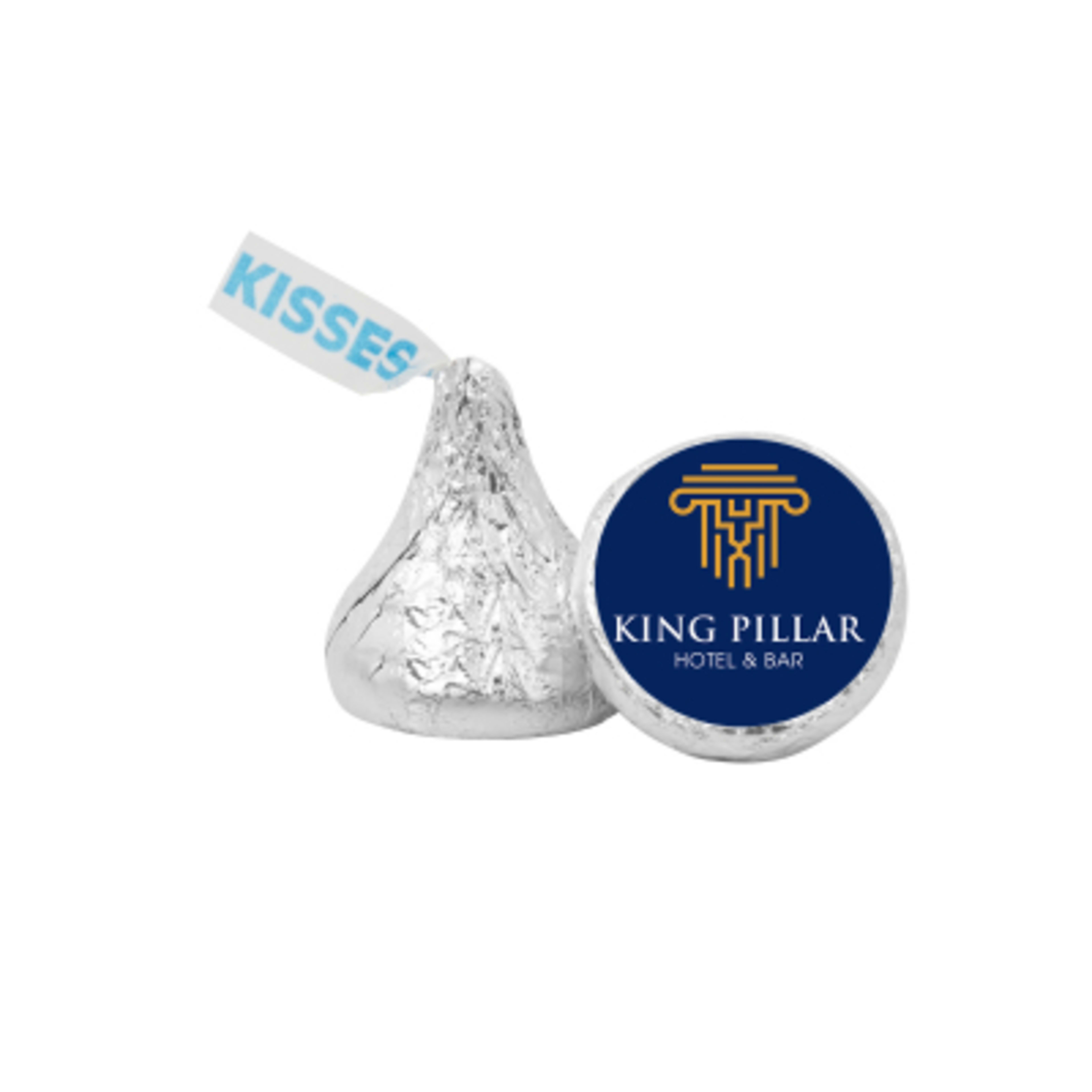 Hershey Kisses Singles with Custom Label - 0.875 in Dia - Group Shot - promotional product with custom logo