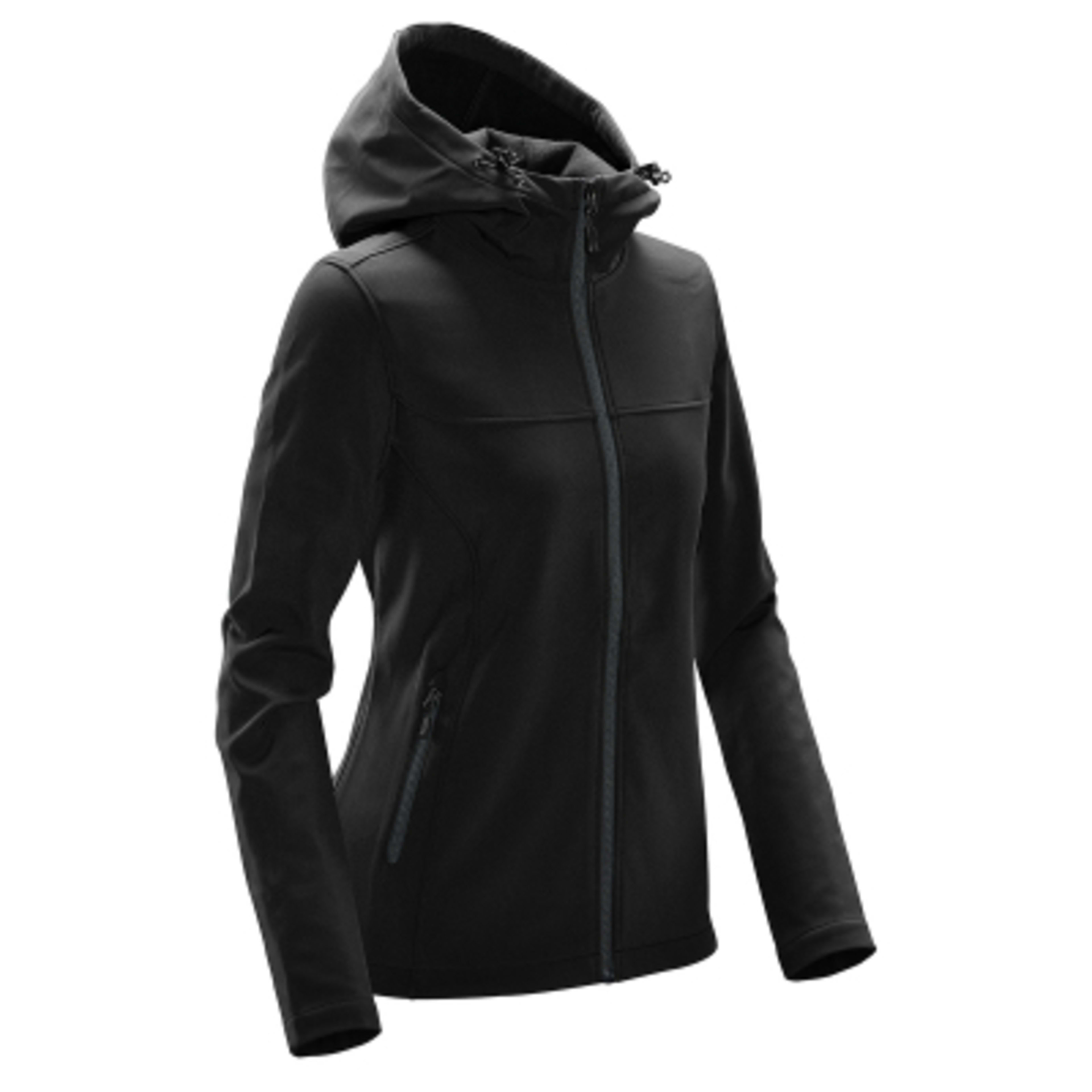Women's Softshell Hooded Jacket with Fleece Lining - BLA - DOLPHIN SIDE - product view 6