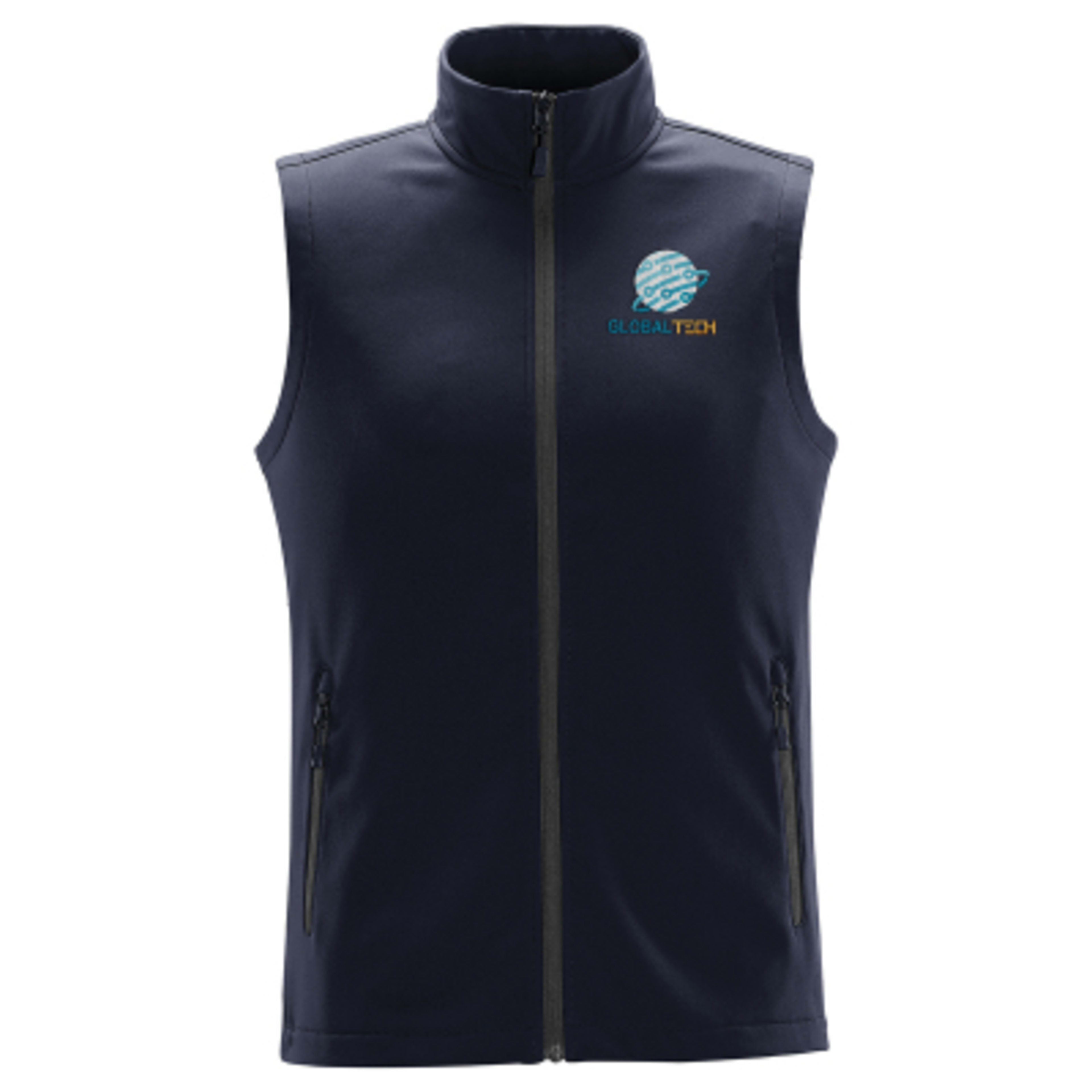 Vest Softshell Water Repellent with Fleece Lining (Men's) - Navy - CARBON Embroidery - product view 1