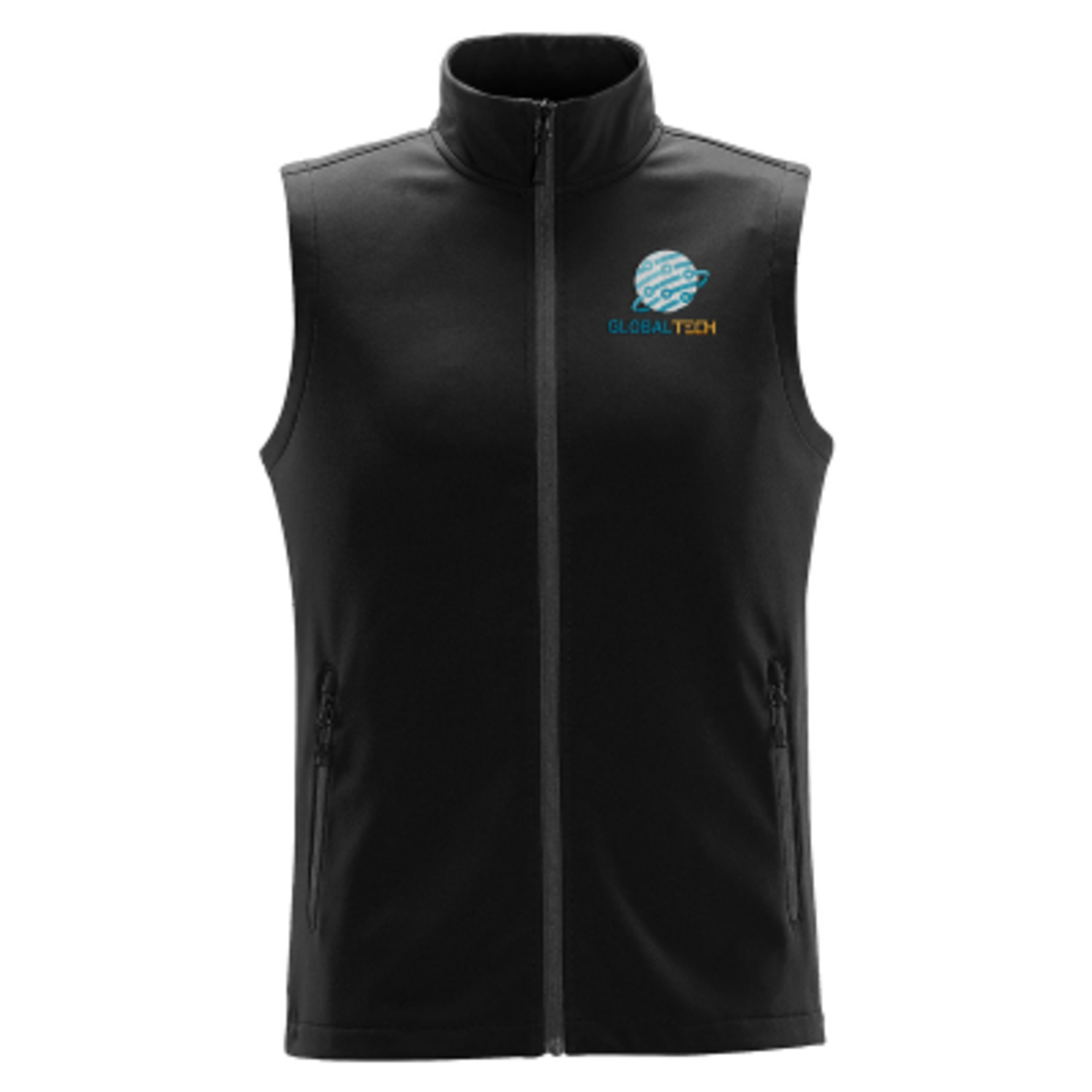 Vest Softshell Water Repellent with Fleece Lining (Men's) - BLA - DOLPHIN Embroidery - product view 2