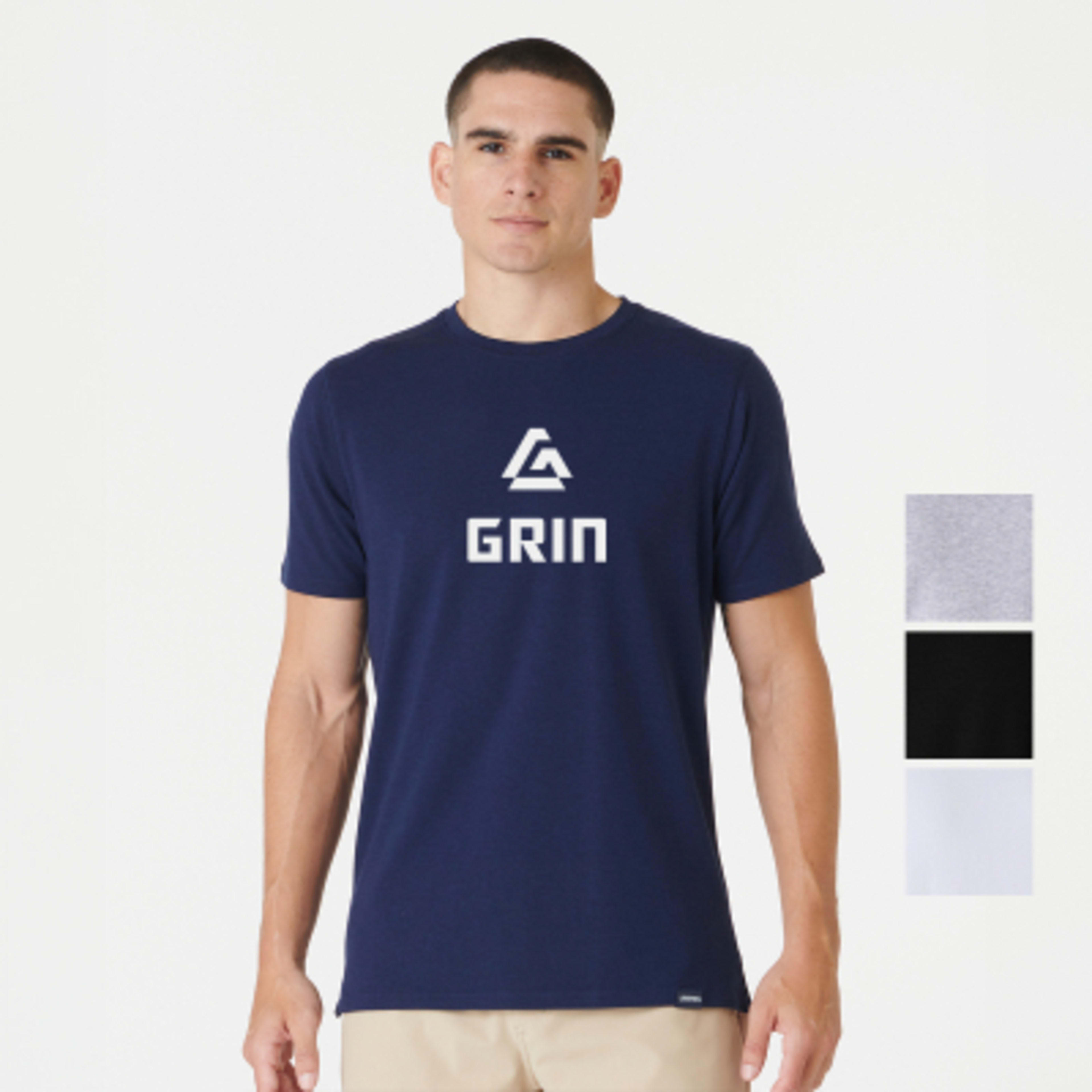 T-Shirt Tri-Blend Split Hem with 4-Way Stretch Classic Fit - Group Shot - promotional product with custom logo