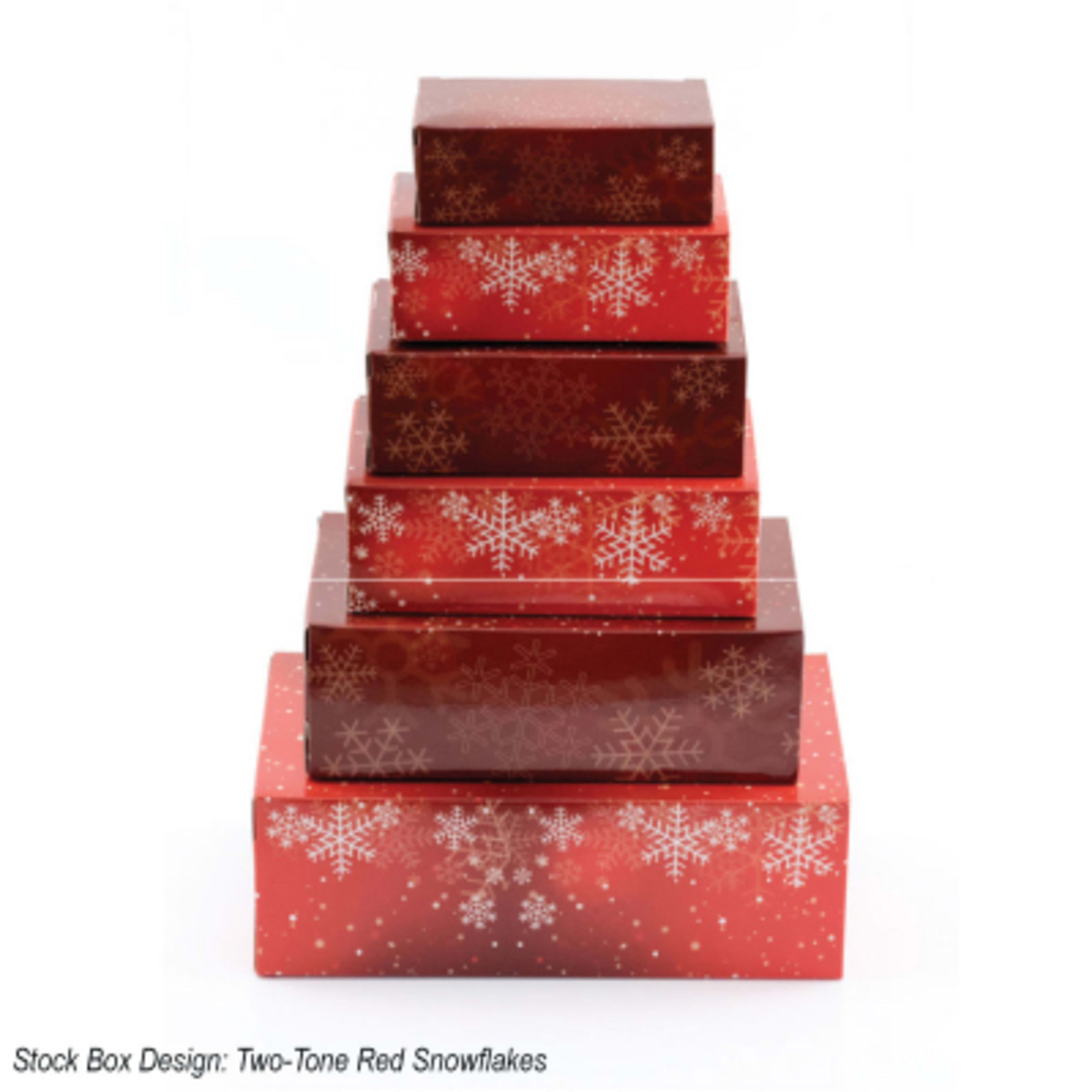 Treat Tower Six Tier Custom Logo - 7.25 x 10.25 in - Stock - Two-tone-Red-Snowflakes - product view 4