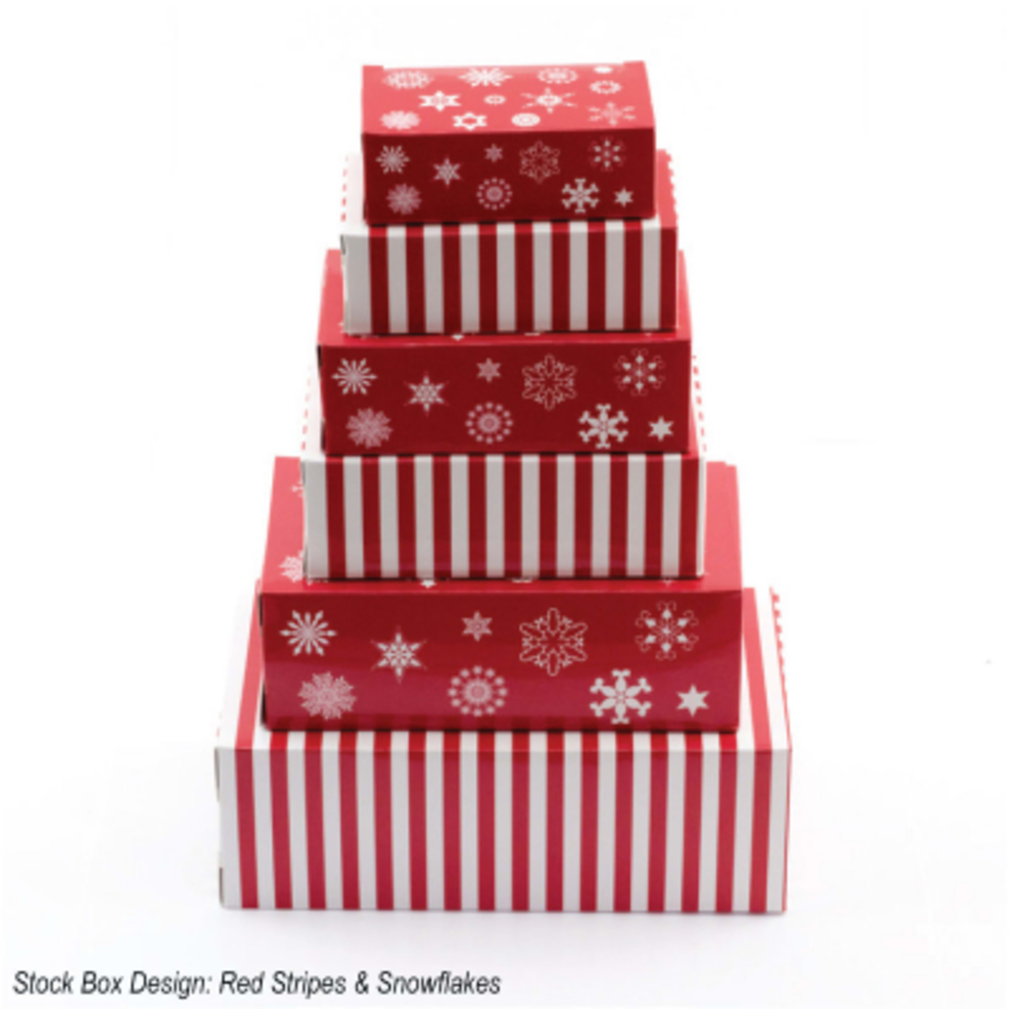 Treat Tower Six Tier Custom Logo - 7.25 x 10.25 in - Stock - Red-Stripes-%26-Snowflakes - product view 7