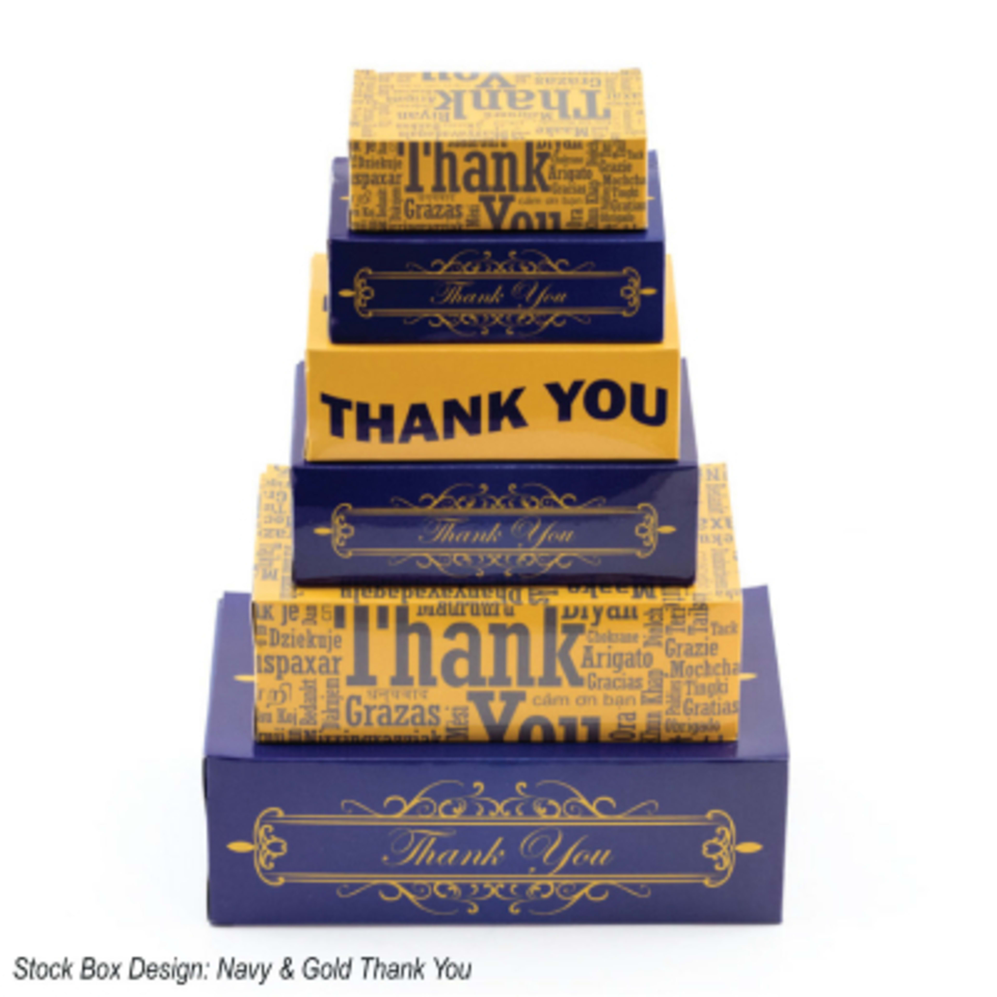 Treat Tower Six Tier Custom Logo - 7.25 x 10.25 in - Stock - Navy-Gold-ThankYou - product view 8