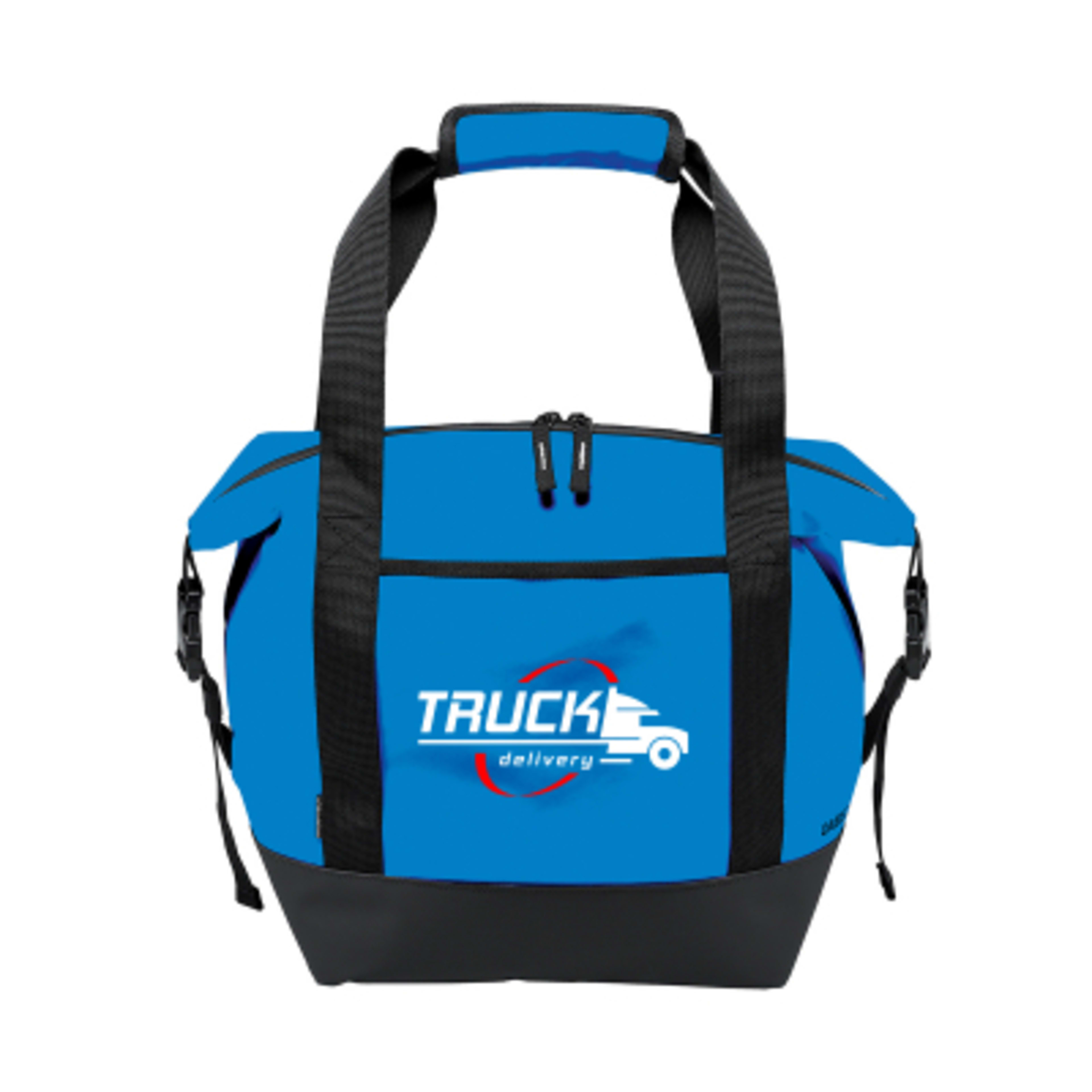 Insulated Cooler Bag 24 Pack Capacity - 11 x 14.5 in - Azure Blue - Black Colorbrite - promotional product with custom logo