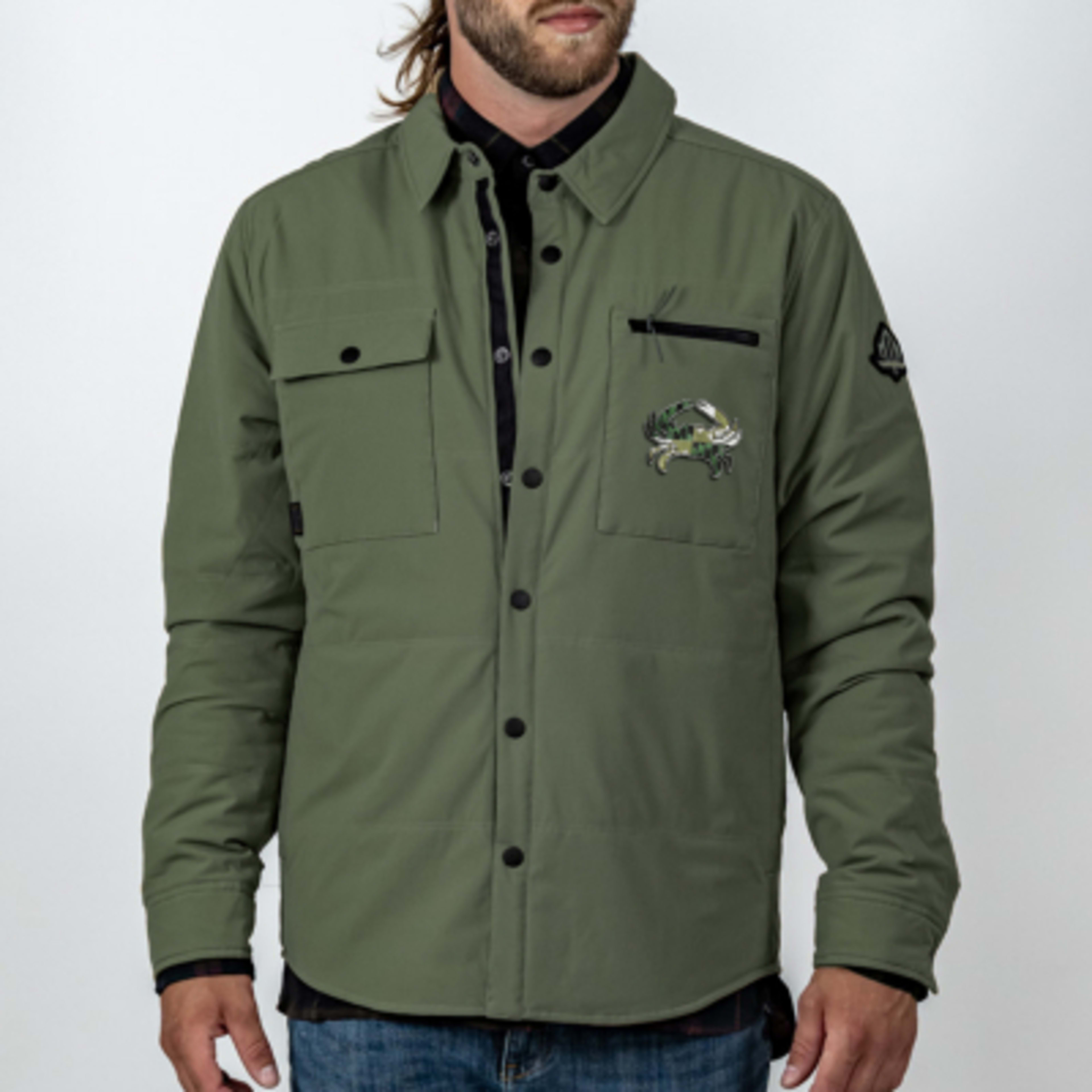 Mountain Standard Drifter Button-Up Jacket Recycled Nylon - Beetle Green - Patch - product view 2