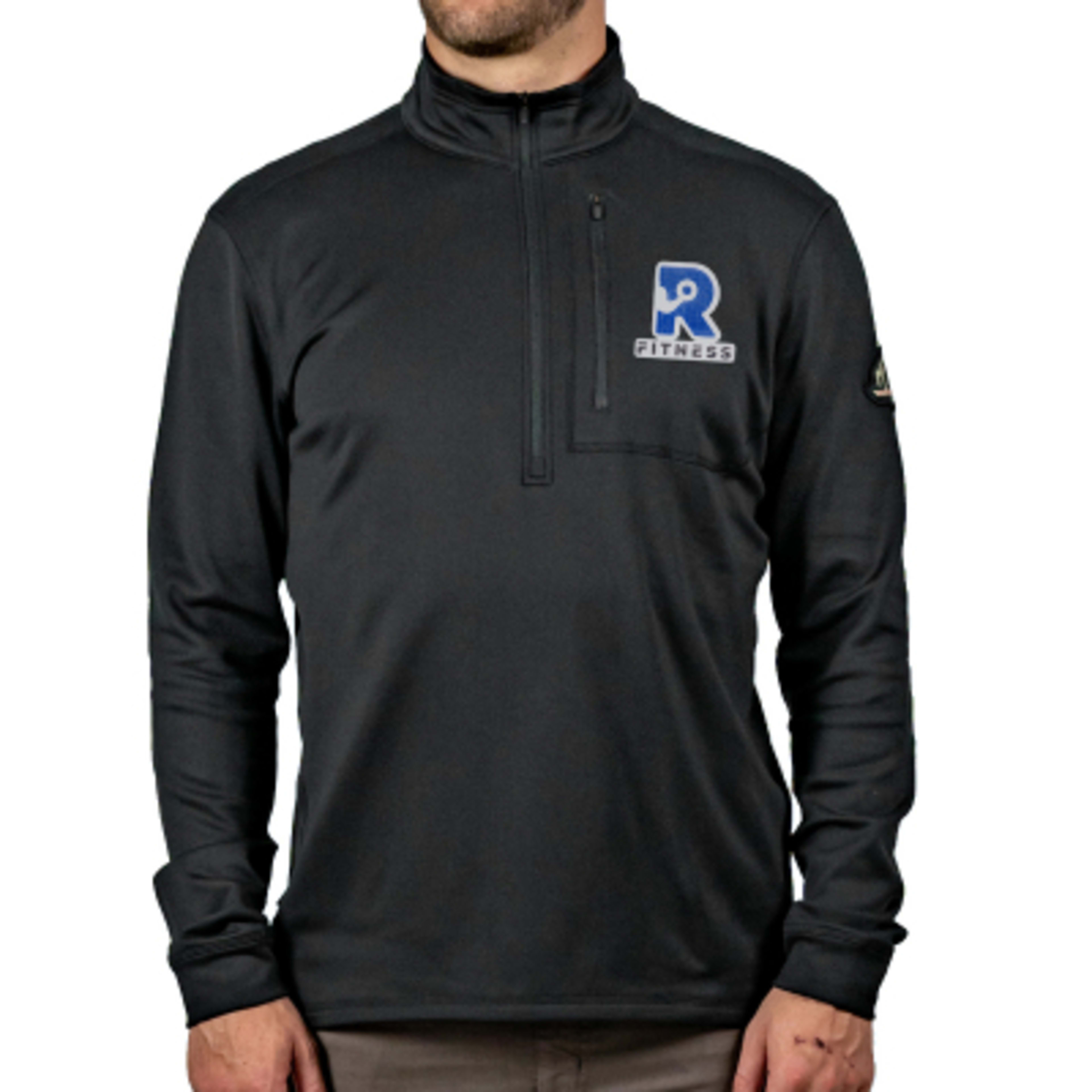 Fleece Pullover 1/4 Zip Thermal Brushed PATH - True Black - Patch - promotional product with custom logo