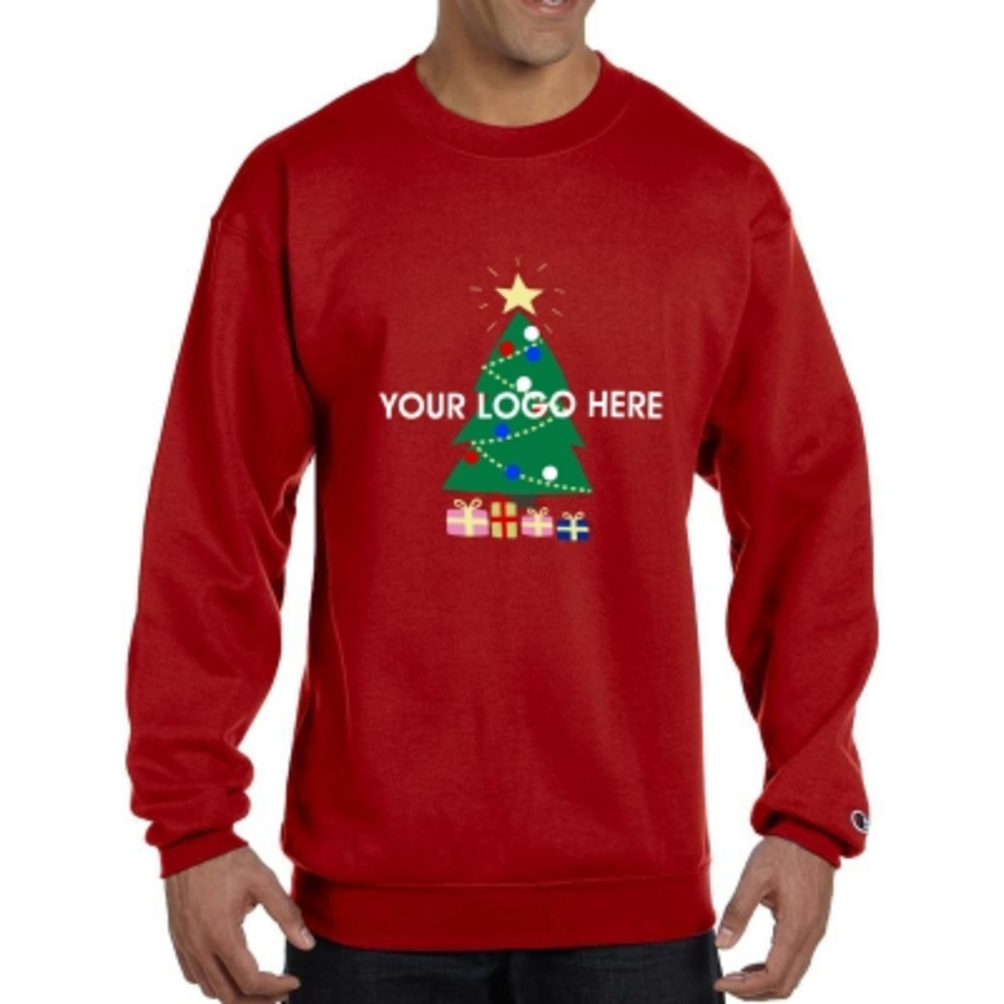 Holiday Ugly Sweater Crewneck Sweatshirt Eco (Unisex) - Scarlet - Tree - product view 12