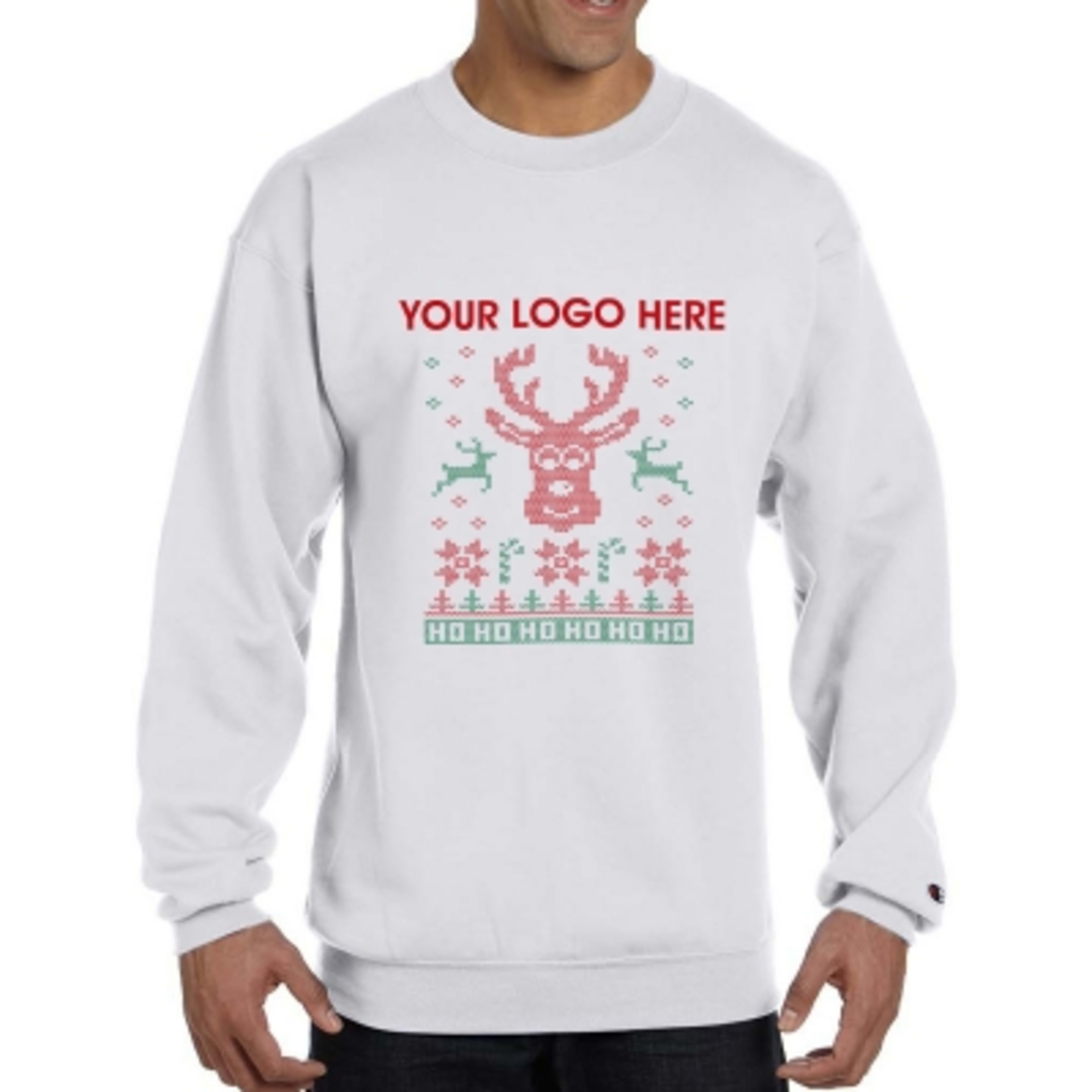 Holiday Ugly Sweater Crewneck Sweatshirt Eco (Unisex) - White - FestiveDeer - product view 13