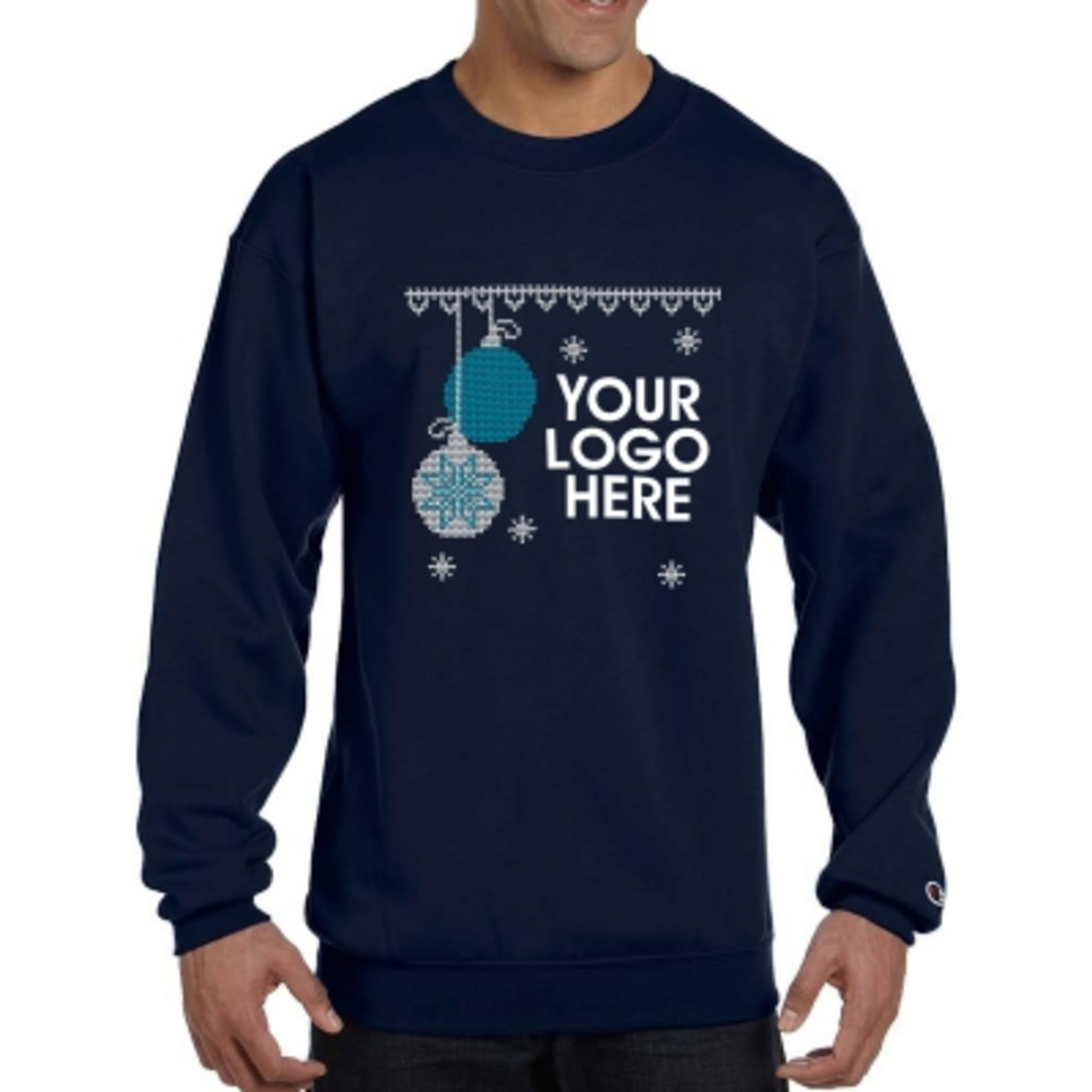 Holiday Ugly Sweater Crewneck Sweatshirt Eco (Unisex) - Navy - Ornament - product view 3