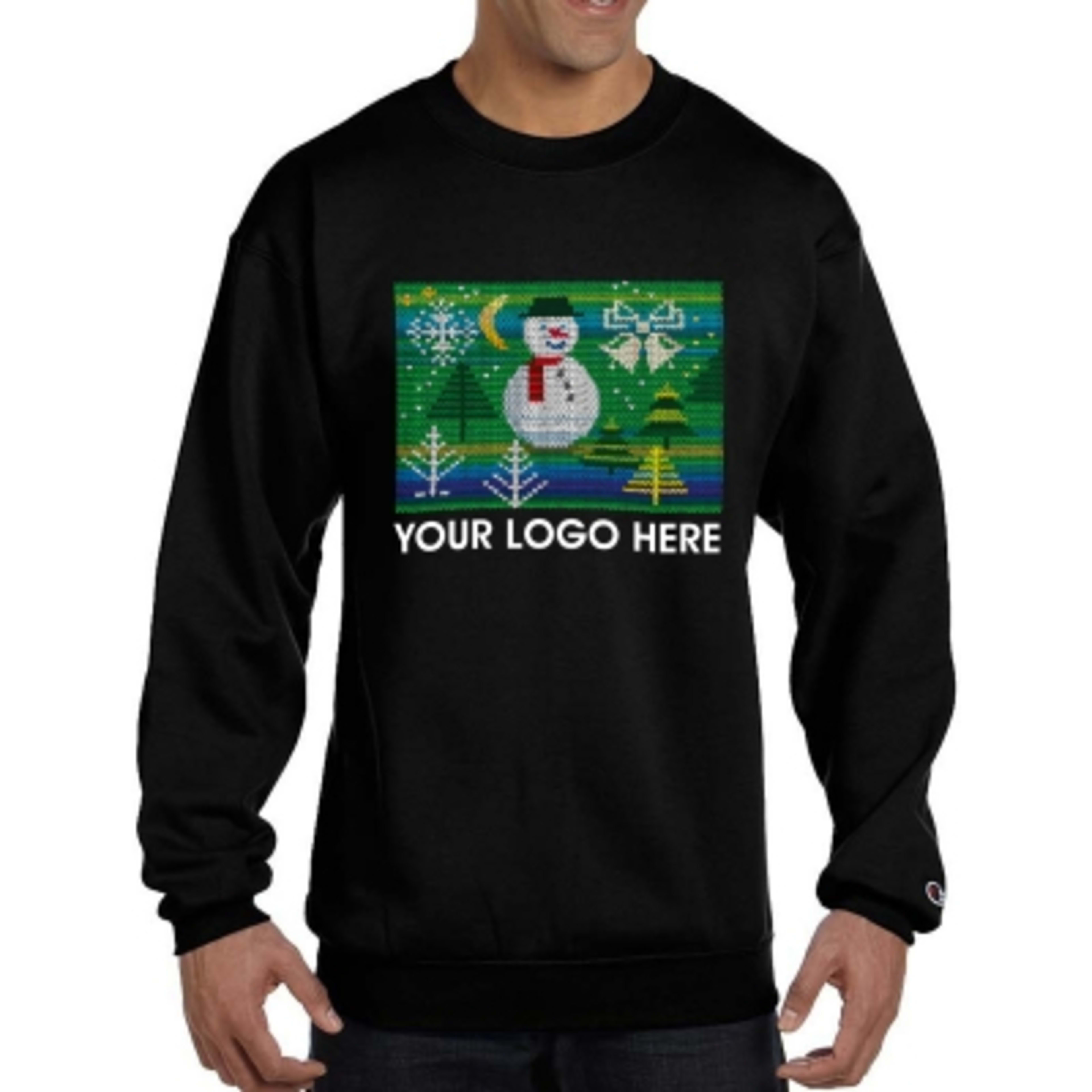 Holiday Ugly Sweater Crewneck Sweatshirt Eco (Unisex) - Black - Snowman - product view 5