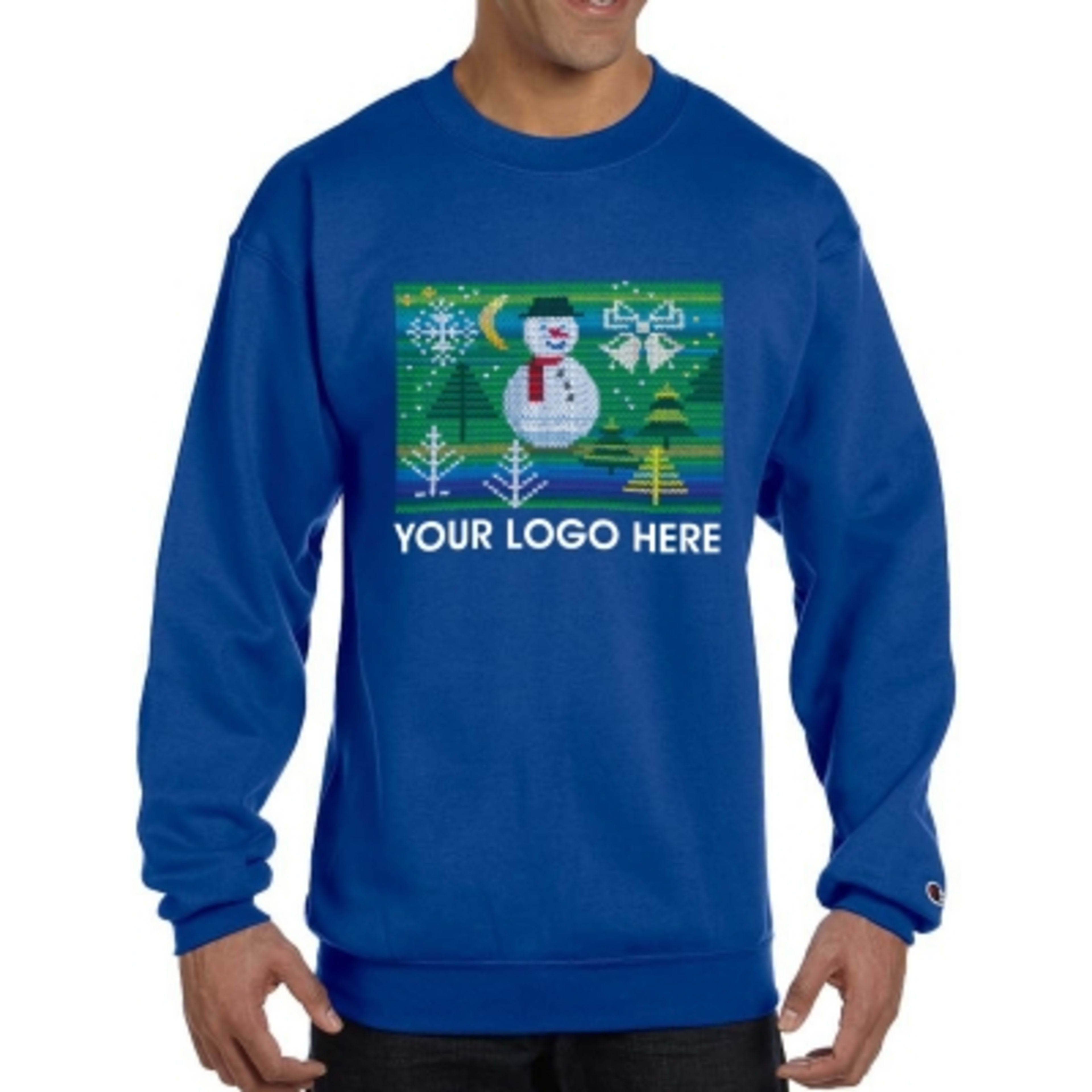Holiday Ugly Sweater Crewneck Sweatshirt Eco (Unisex) - Royal - Snowman+copy - product view 9