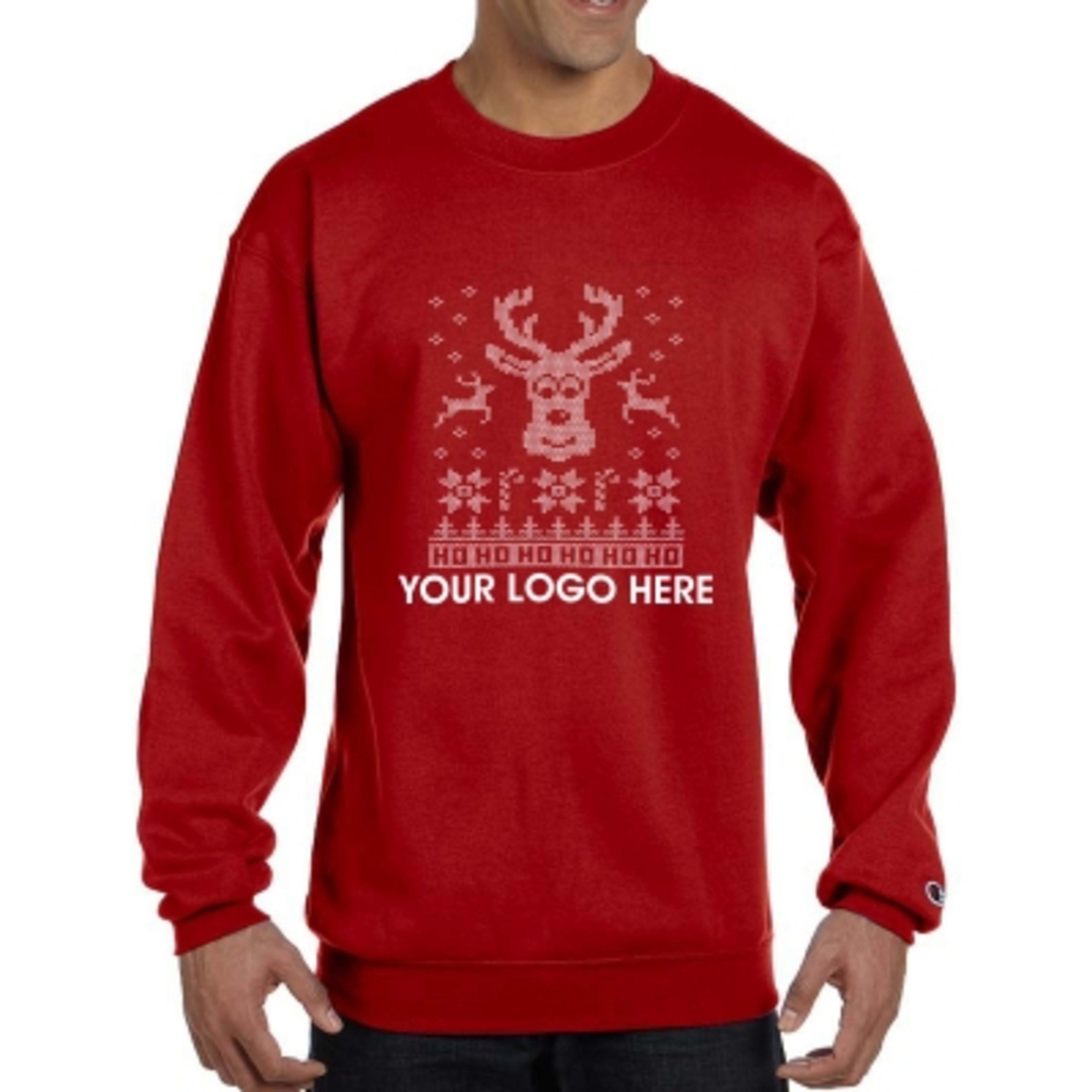 Holiday Ugly Sweater Crewneck Sweatshirt Eco (Unisex) - Scarlet - Deer - product view 10