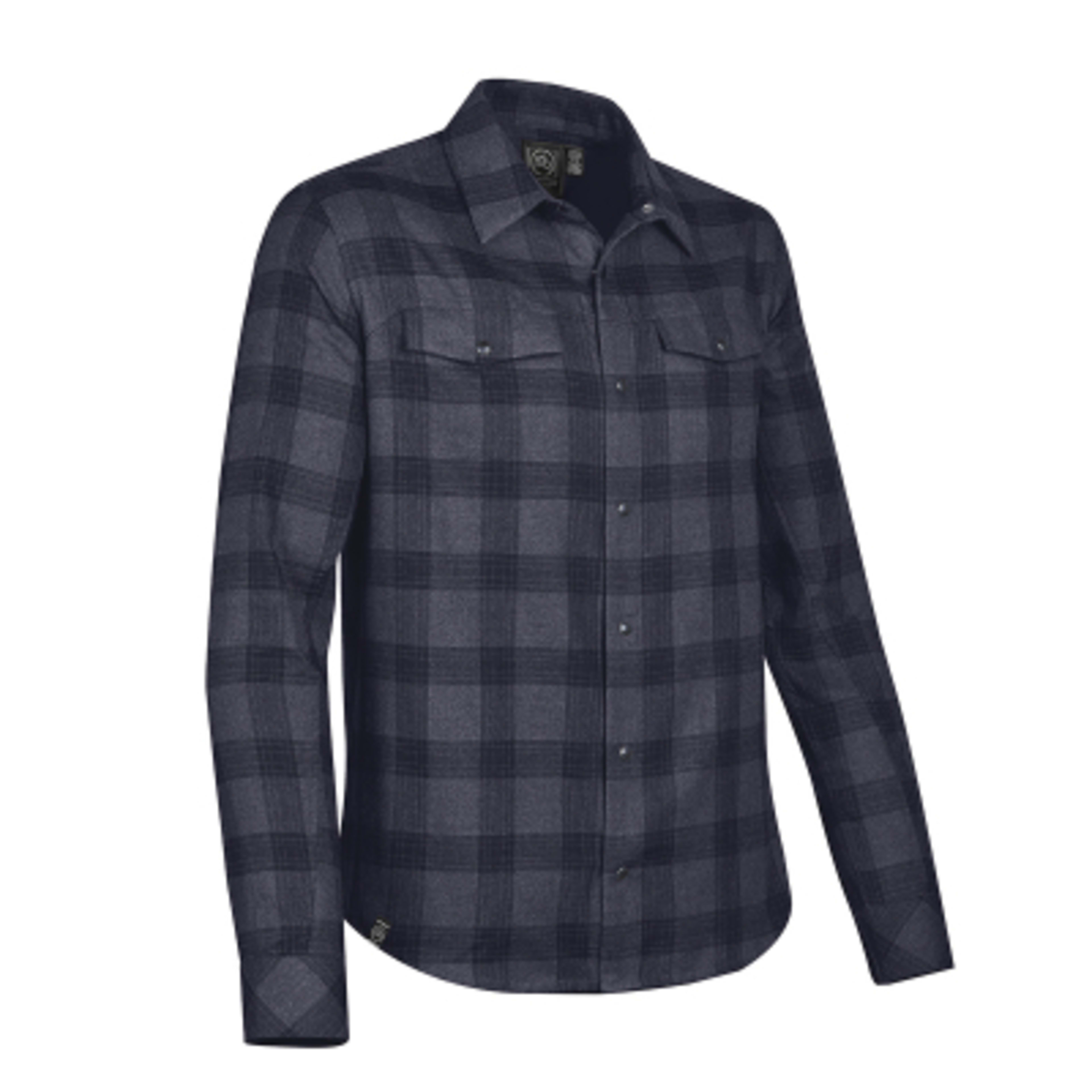 Men's Snap Front Shirt Cotton Polyester Twill Check - Navy/YPL/AID - SIDE - product view 6