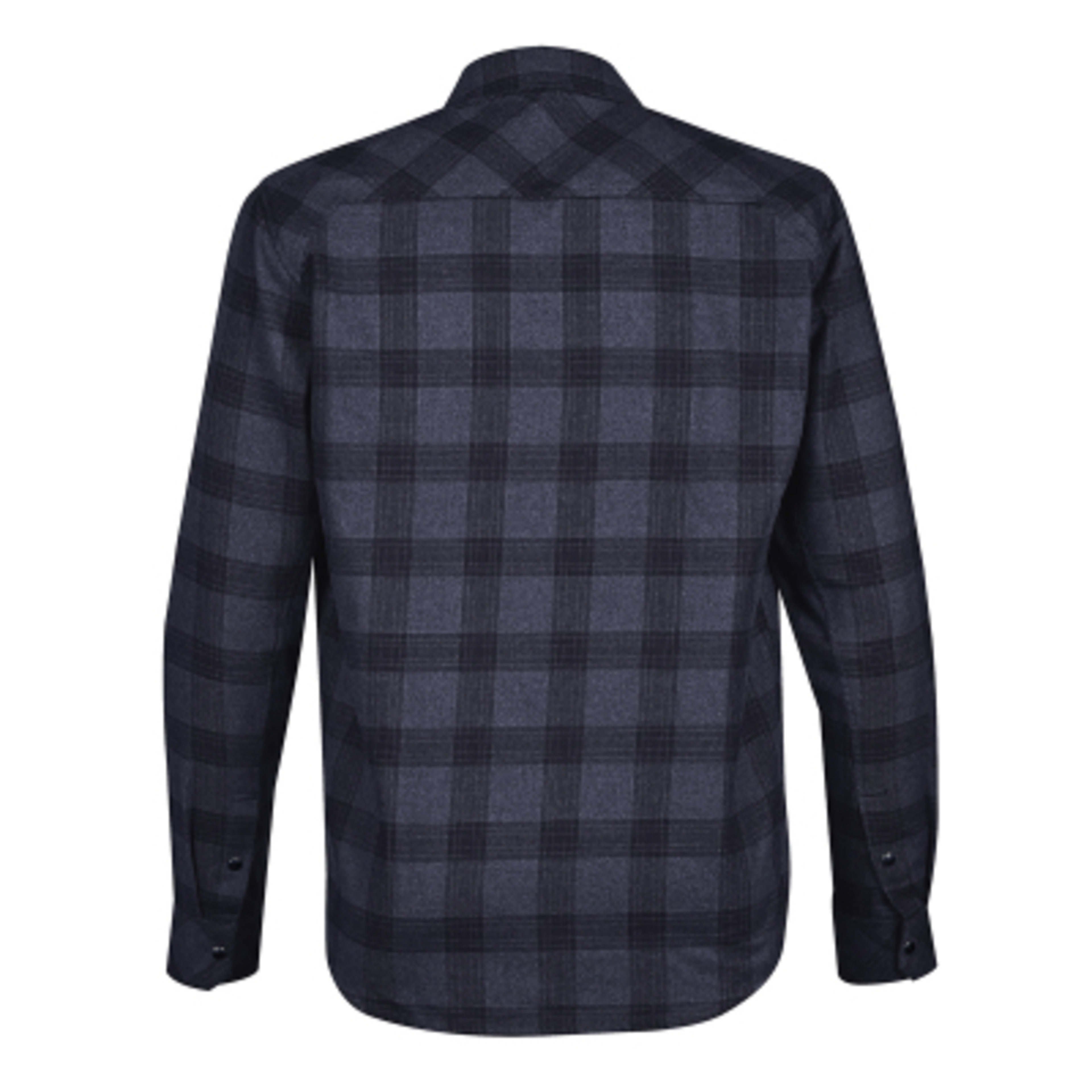 Men's Snap Front Shirt Cotton Polyester Twill Check - Navy/YPL/AID - BACK - product view 7