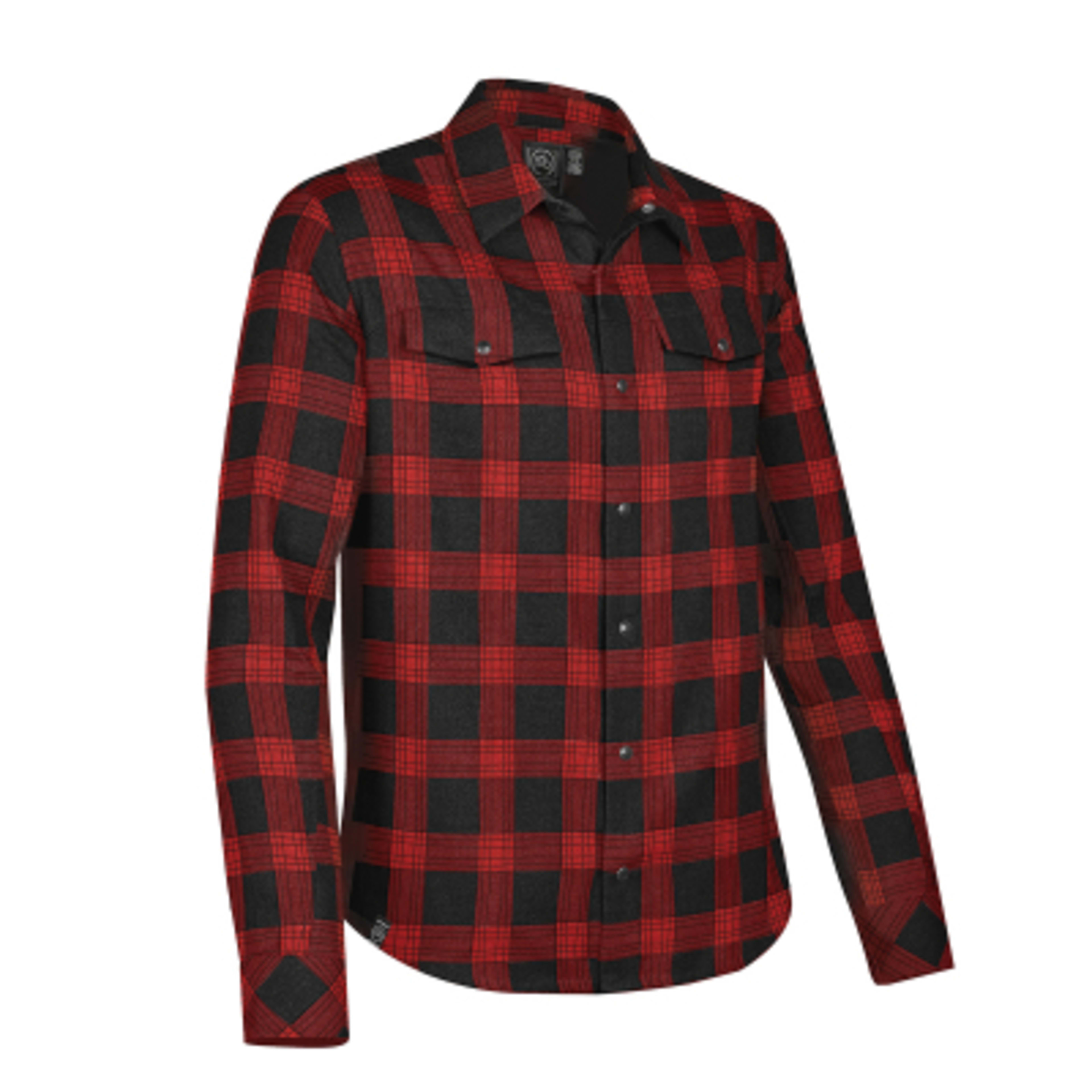 Men's Snap Front Shirt Cotton Polyester Twill Check - BLA - REDPLAID SIDE - product view 8